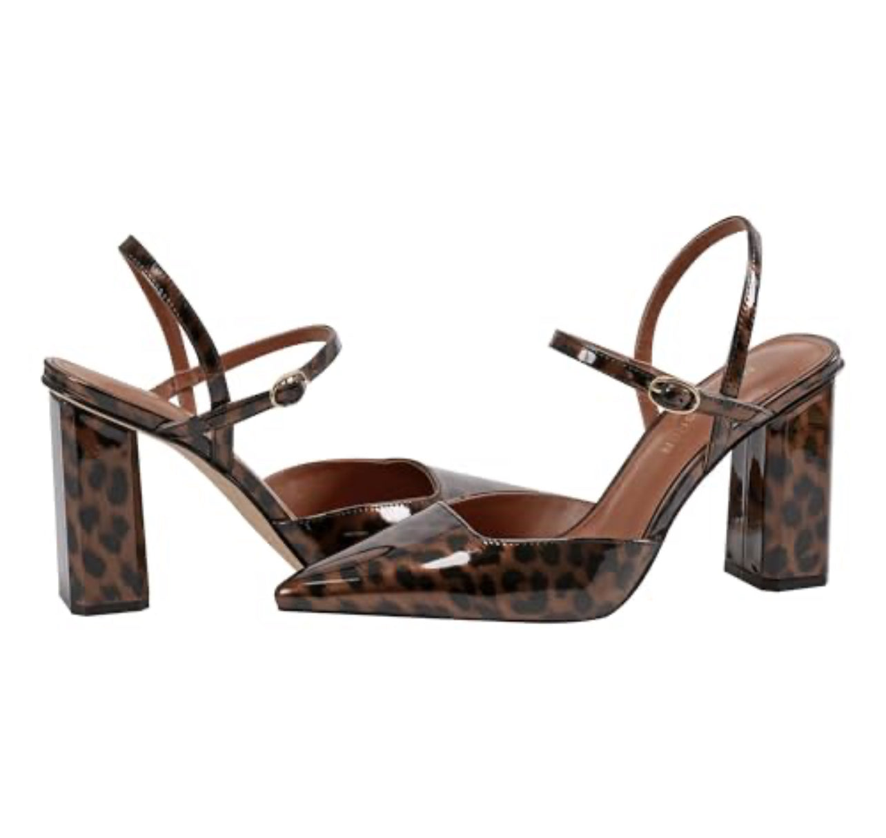 Marc Fisher Animal Print Patent Leather Block Heel Pump in Brown