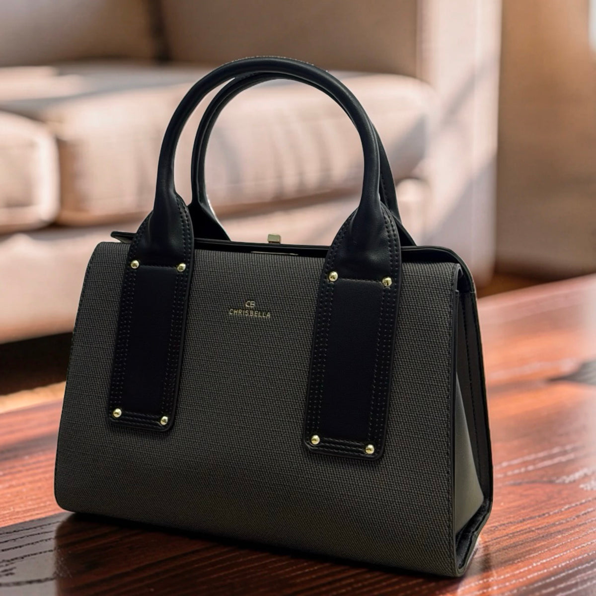 Chrisbella Textured Two-in-One Bag in Black