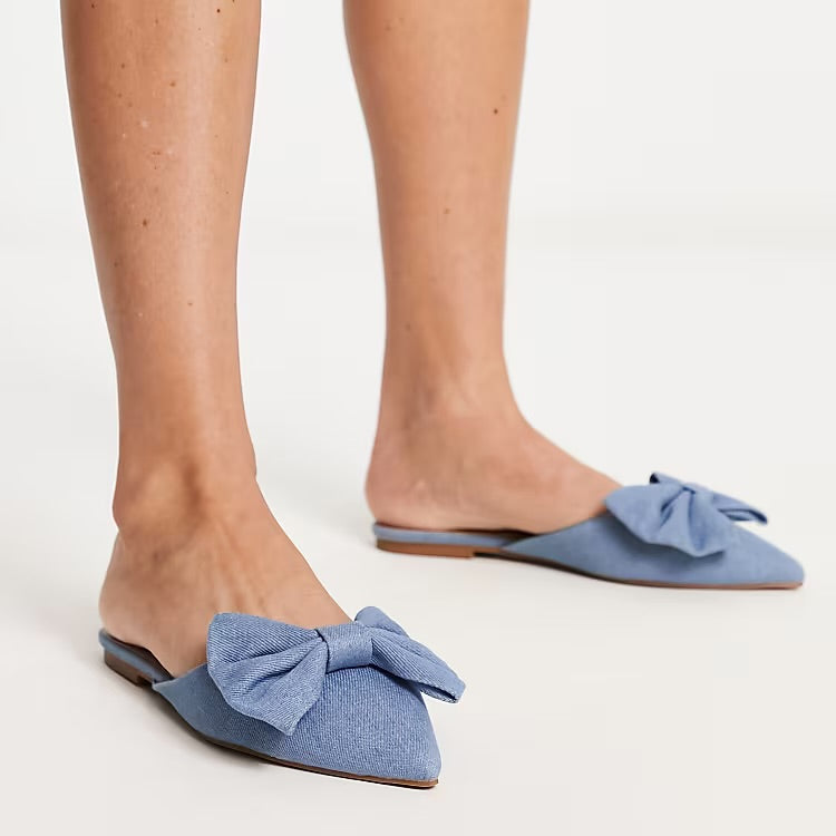 ASOS DEINM BOW MULE IN BLUE