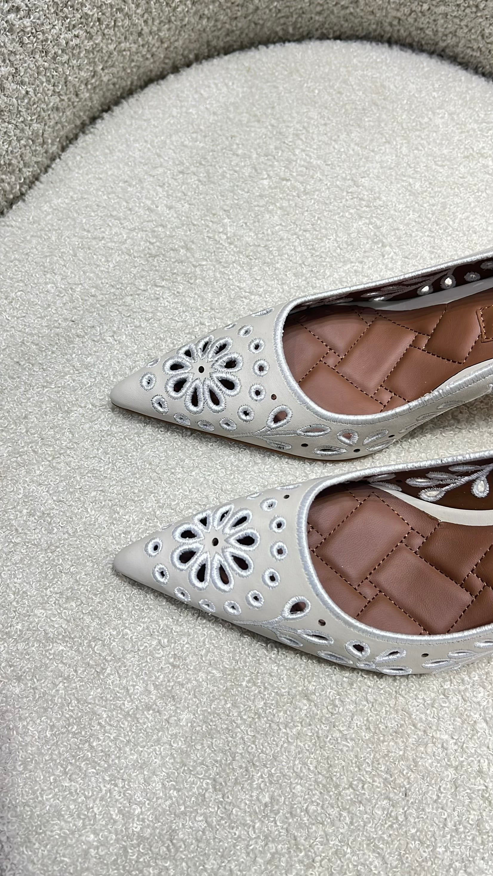 Kurt Geiger Perforated Pointed Toe Pump in Grey