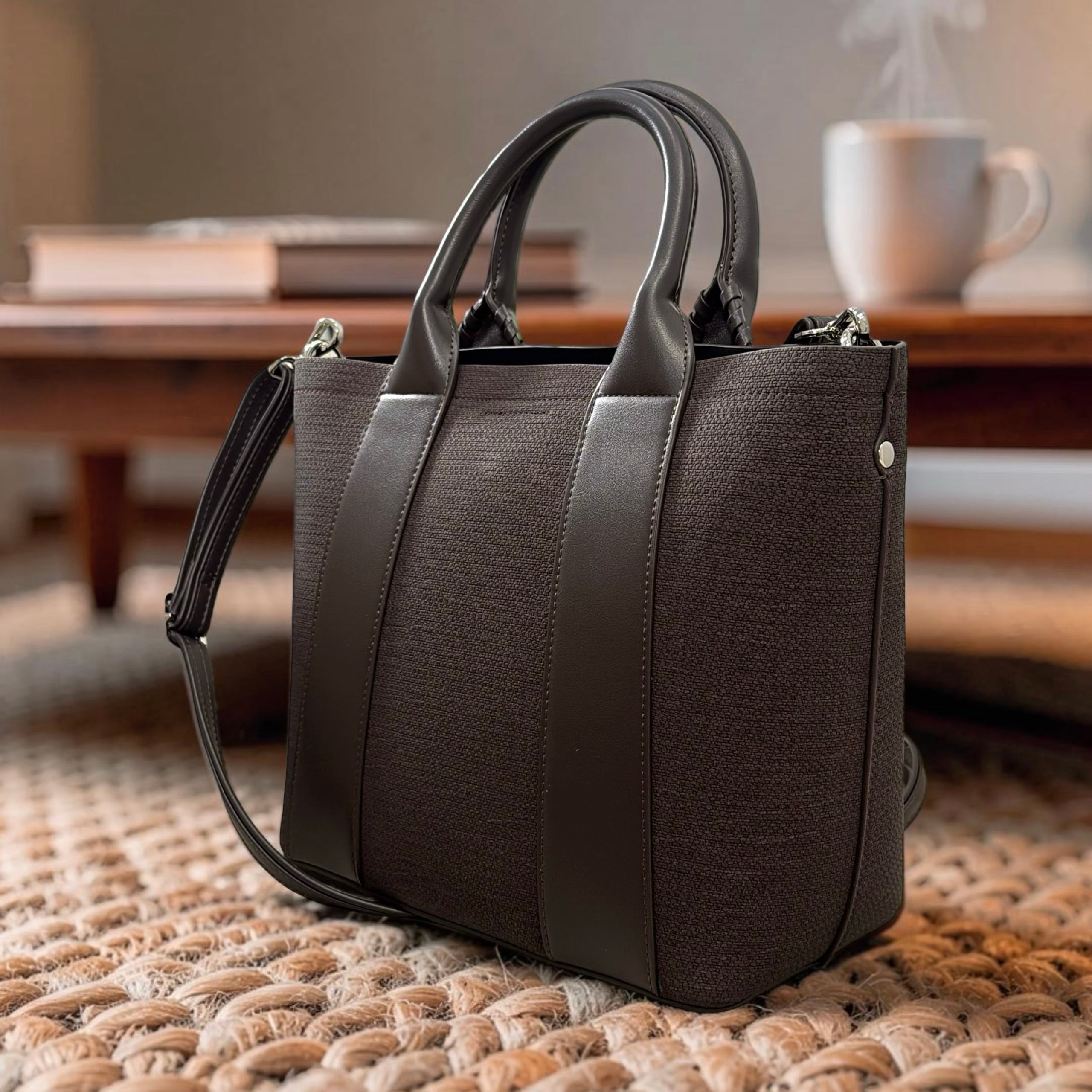 Chrisbella Detail Handle Bag in Coffee