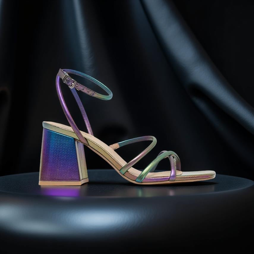 Medicine Strappy Block Heel Sandal in Purple