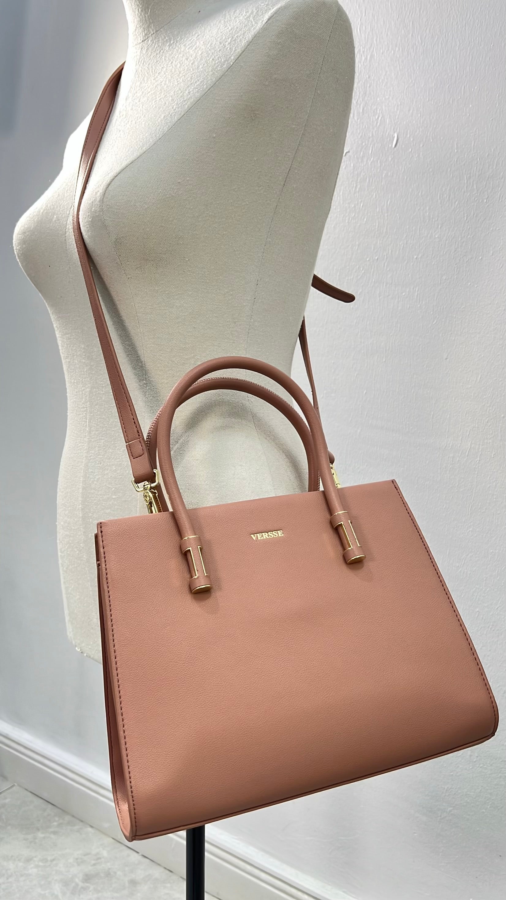 Versse Double Handle Structured Bag in Pink