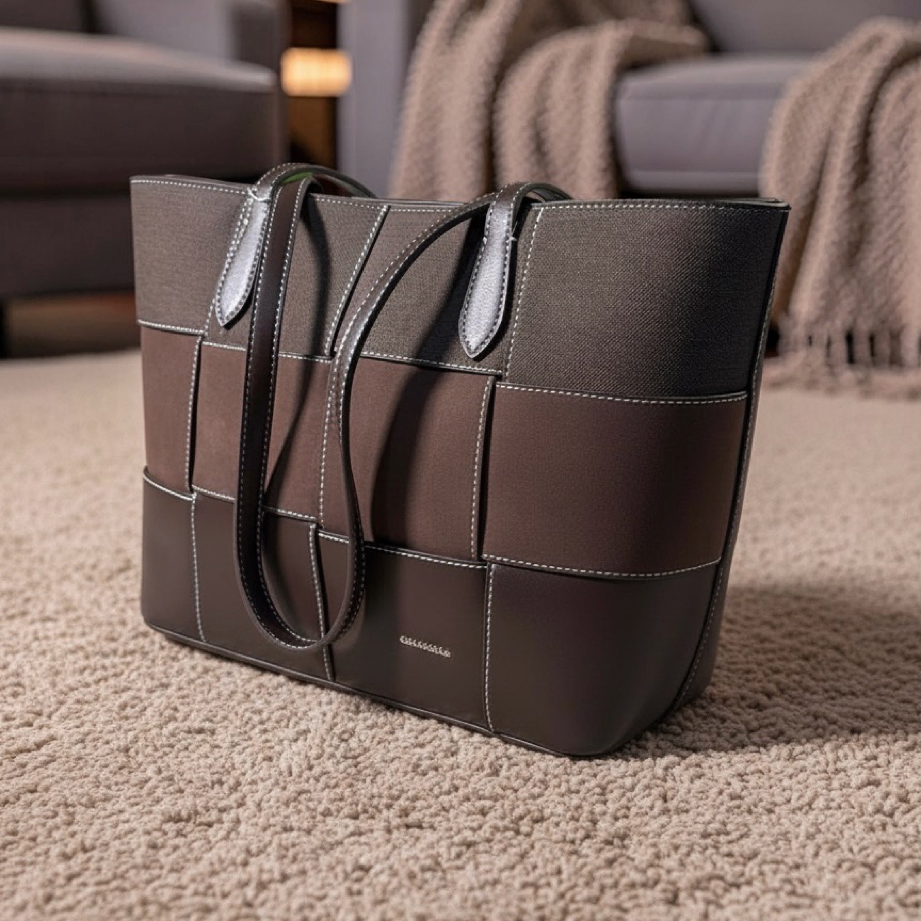 Chrisbella Mat Design Shoulder Bag in Coffee