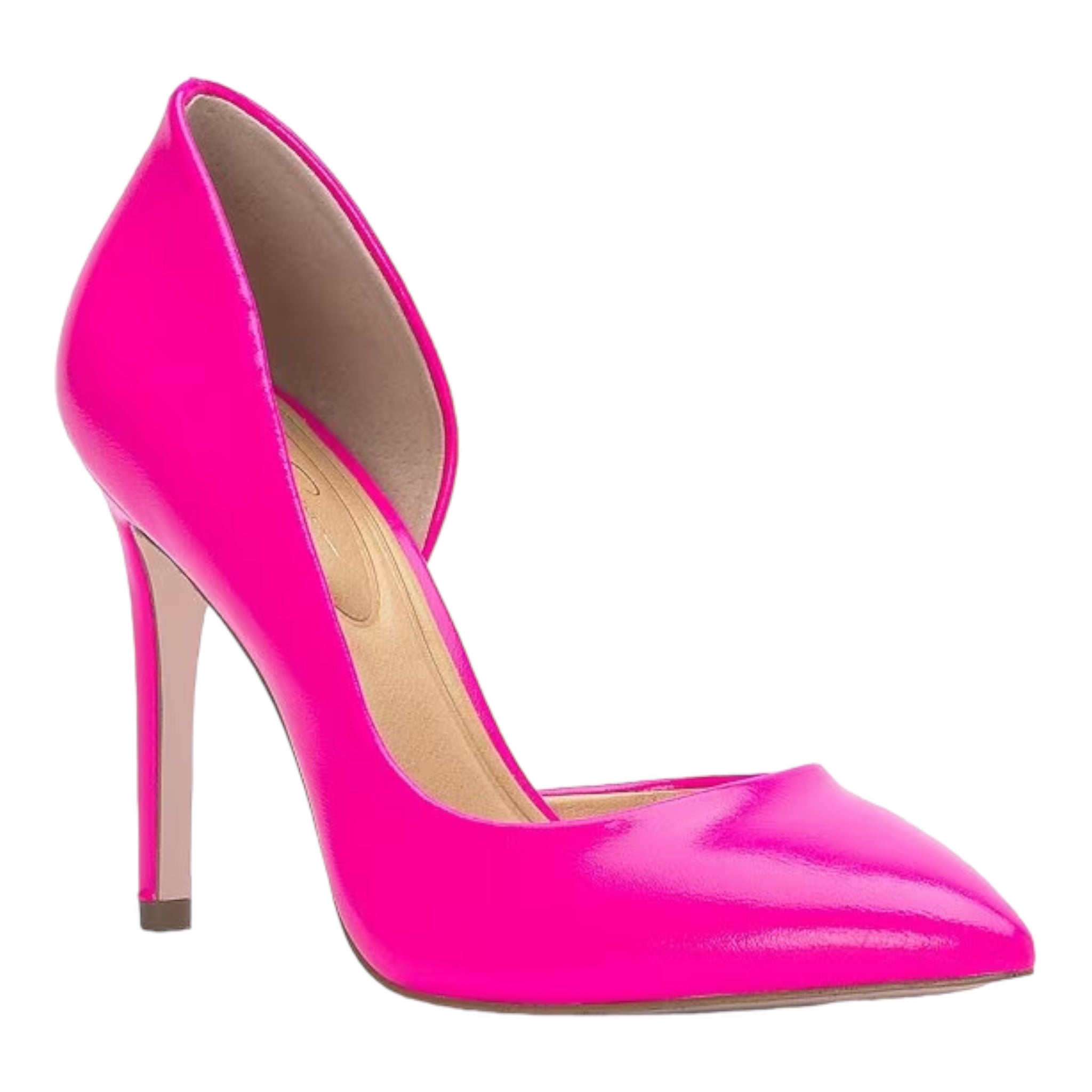 JESSICA SIMPSON PATENT D'ORSAY POINTED TOE PUMP IN PINK