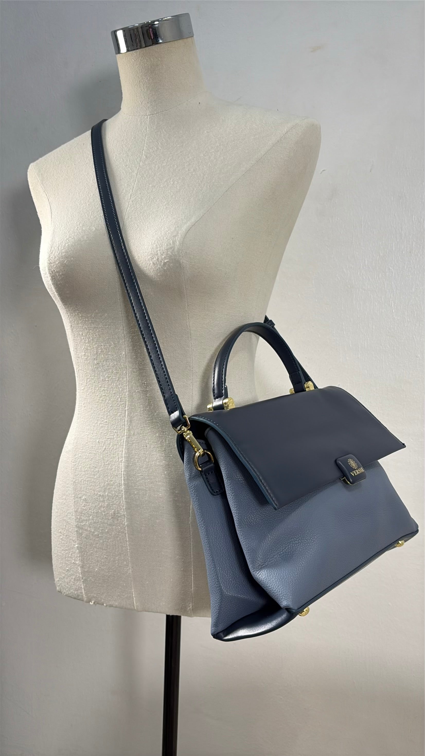 Versse Top Handle Flap Closure Bag Navy