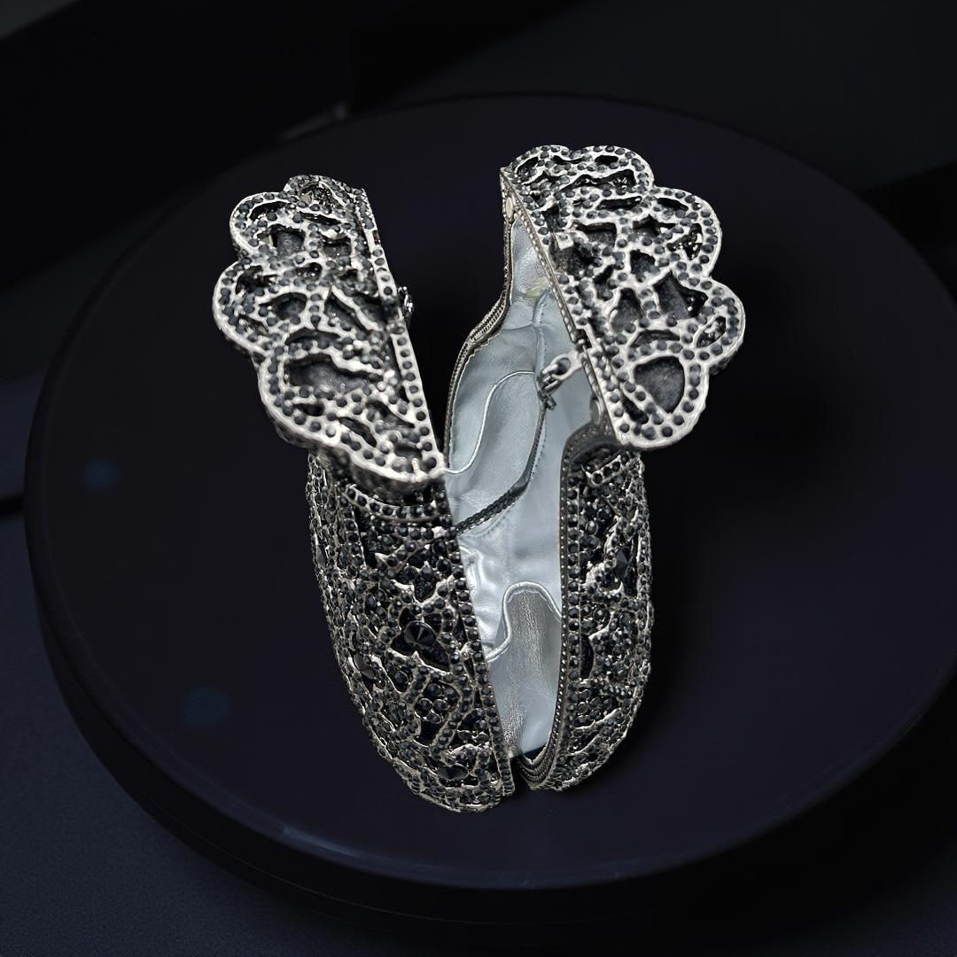 Portofino Luxe Clutch Structured Party Purse with Stones in Black