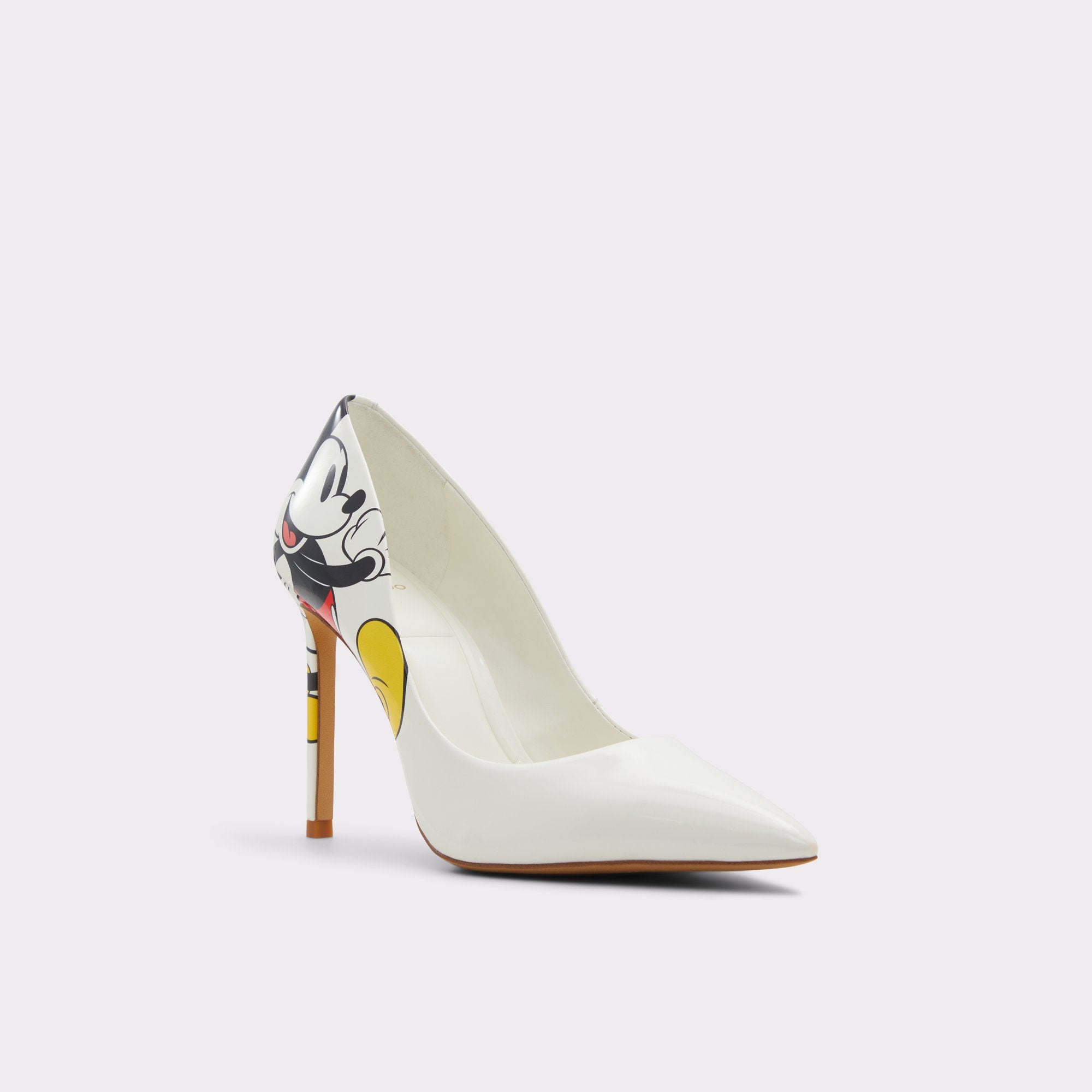 ALDO DISNEY WHITE PATENT POINTED TOE PUMP IN WHITE