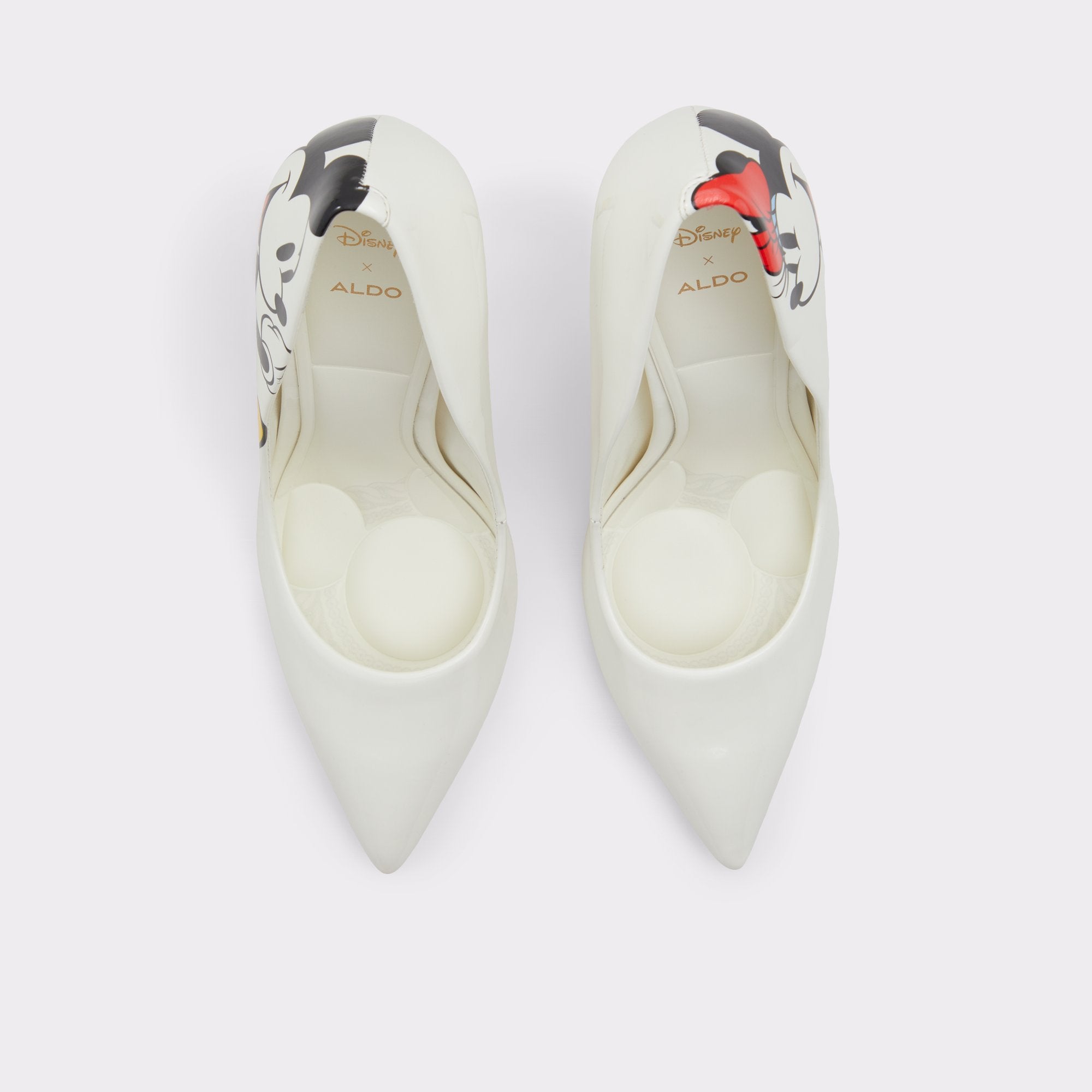 ALDO DISNEY WHITE PATENT POINTED TOE PUMP IN WHITE