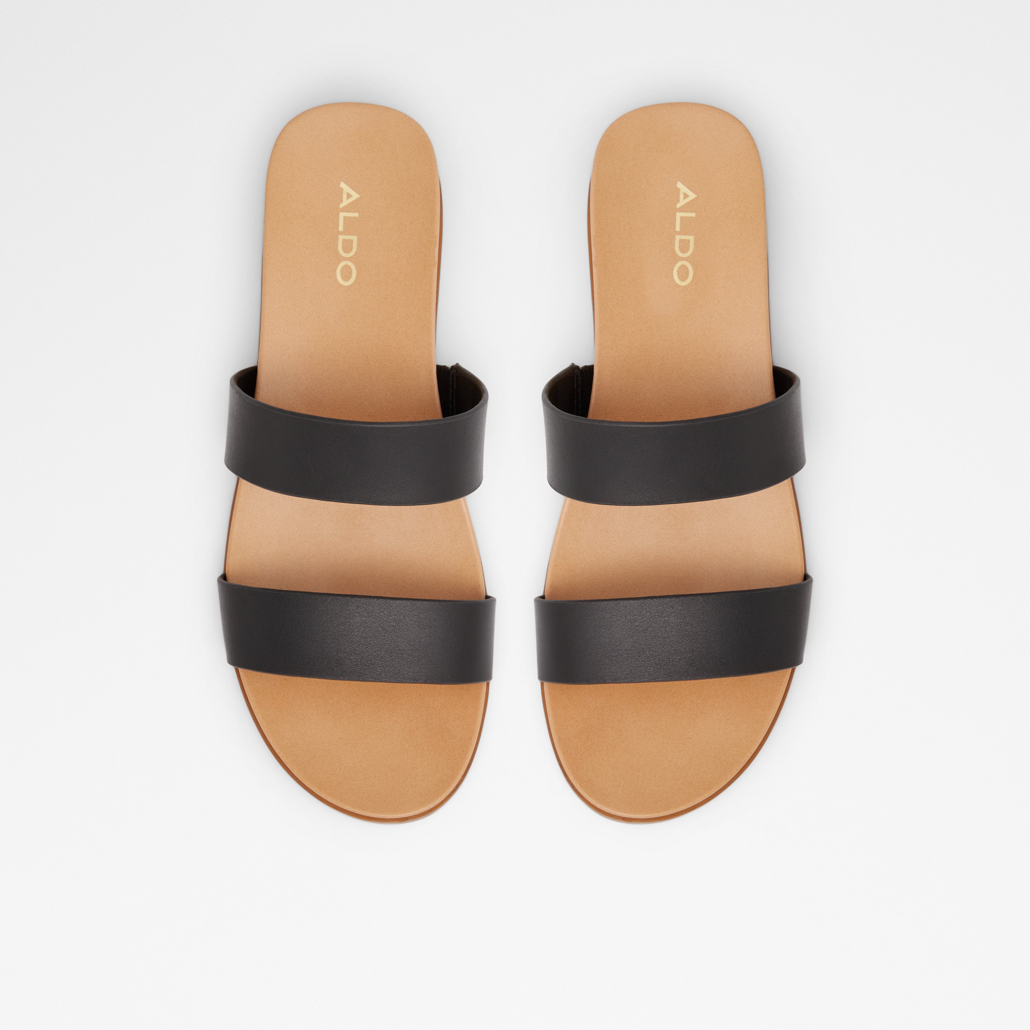 ALDO DOUBLE STRAP SANDAL IN BLACK