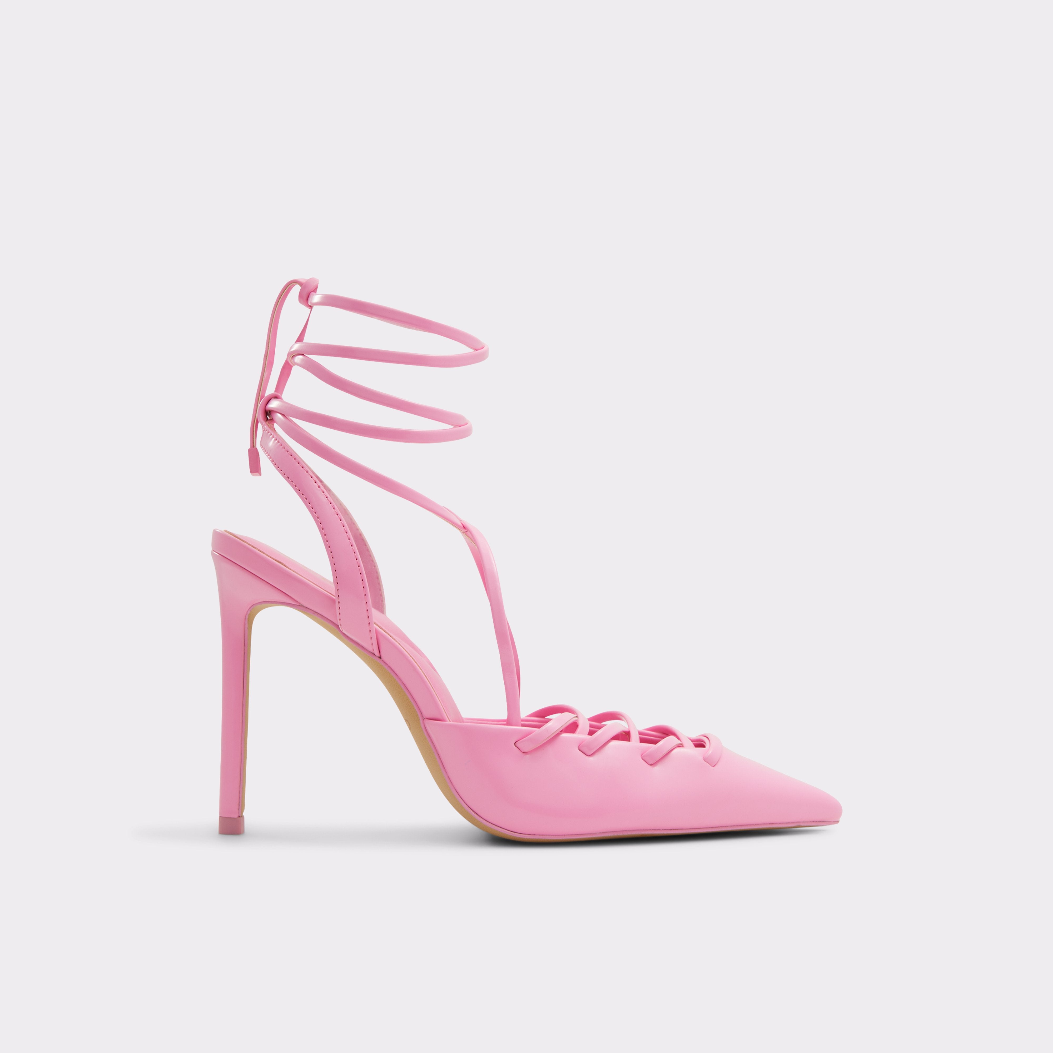 ALDO LACE-UP POINTED TOE ANKLE TIE PUMP IN PINK
