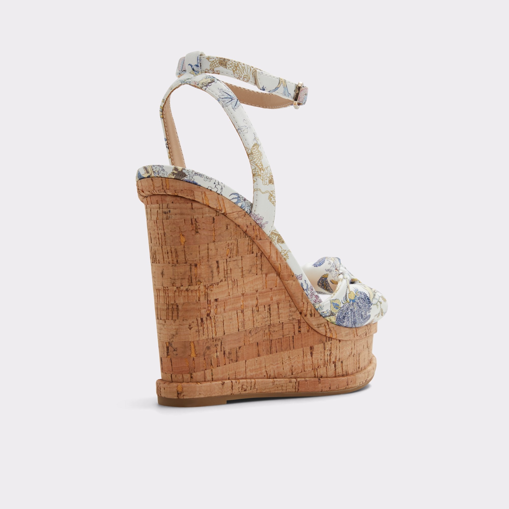 ALDO LEATHER KNOT WEDGE SANDAL IN WHITE