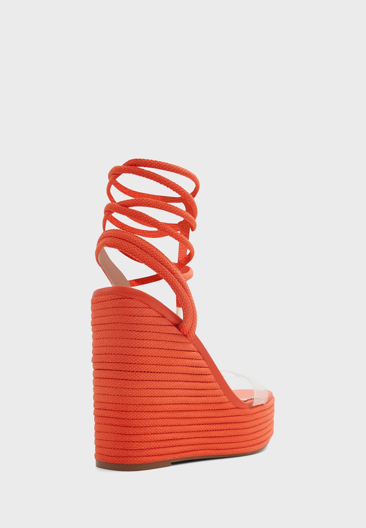 ALDO ORANGE ANKLE-TIE WEDGE SANDAL