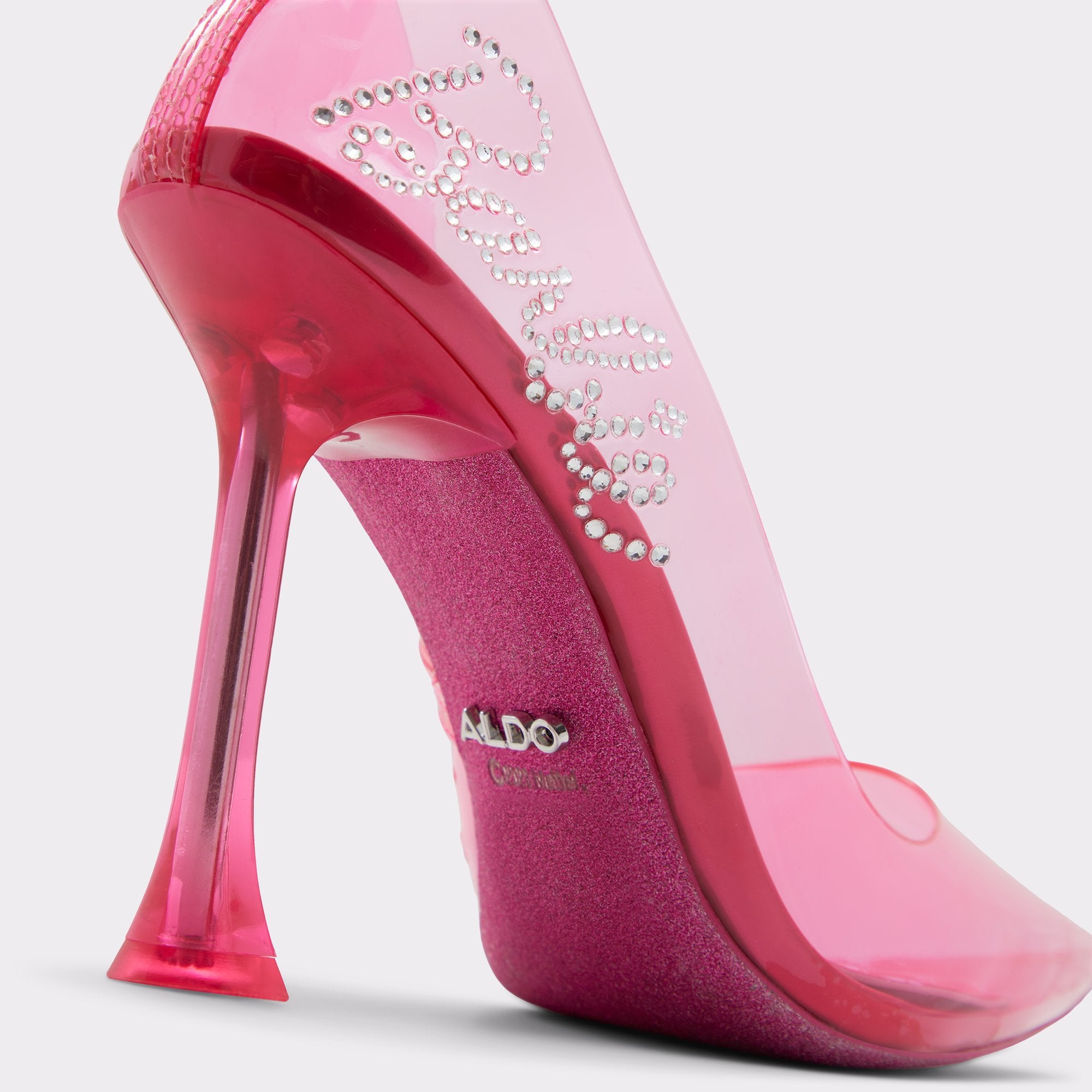 ALDO VINYL BARBIE EMBELLISHED POINTED TOE PUMP IN PINK