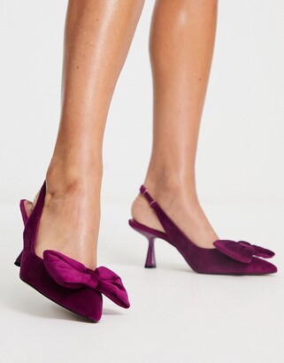 ASOS SCARLET VELVET BOW SLINGBACKS IN PINK