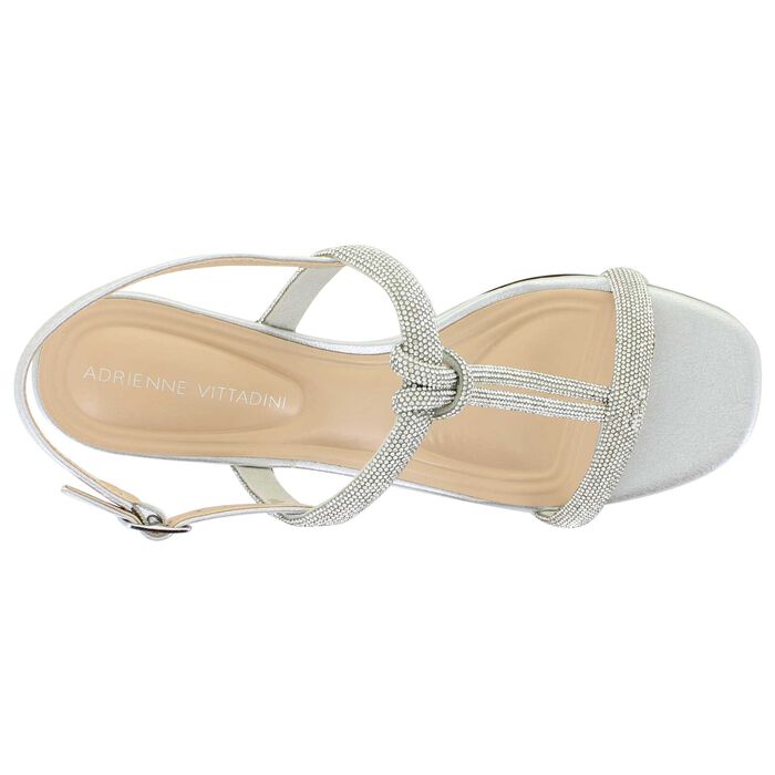 Adrienne Vittadini Embellished Strap Wedge sandal in Silver