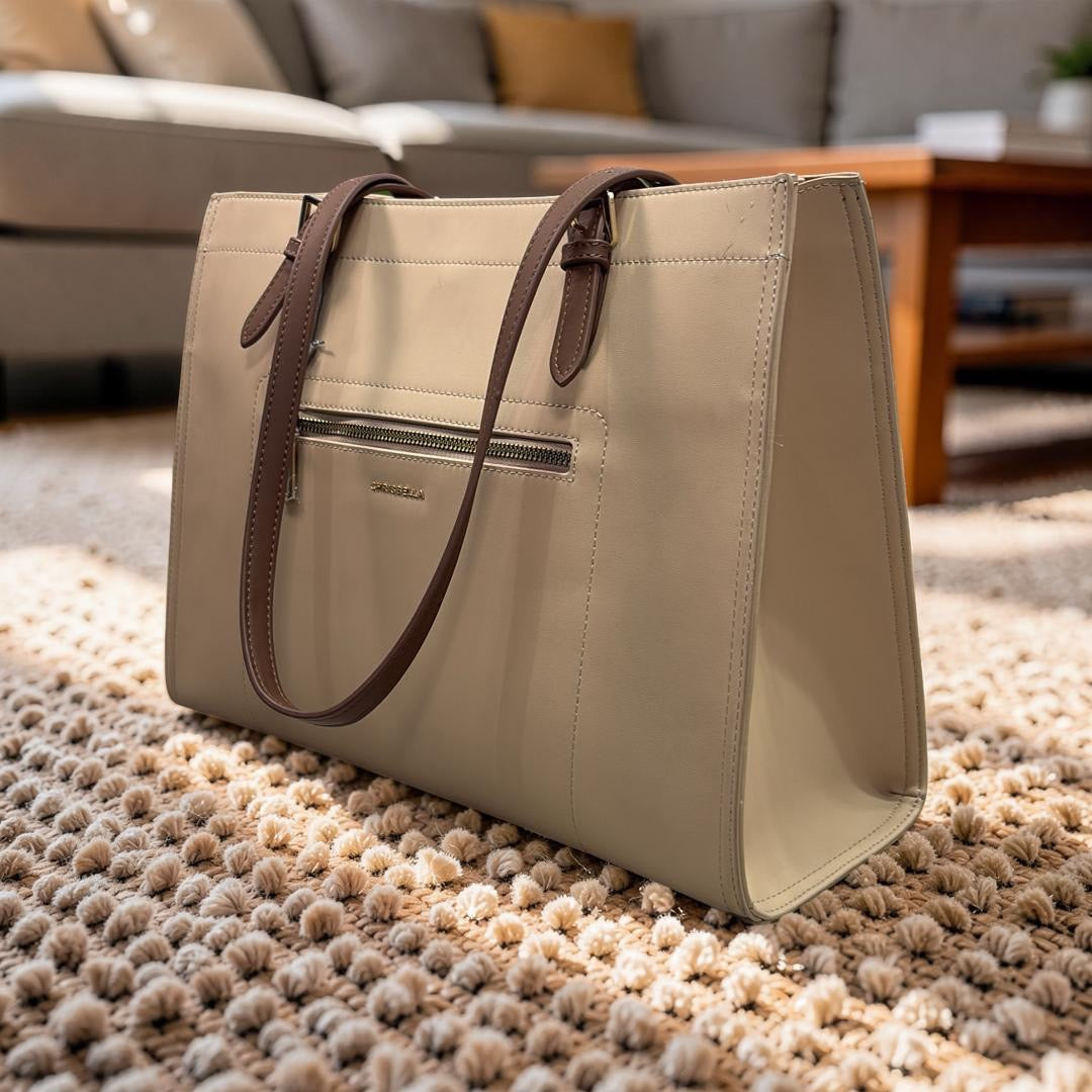 Chrisbella Basic Large Tote in Biege