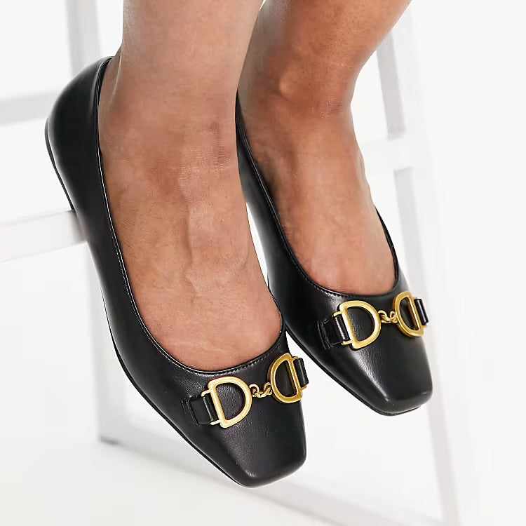 ASOS BELL DETAIL FLATS IN BLACK