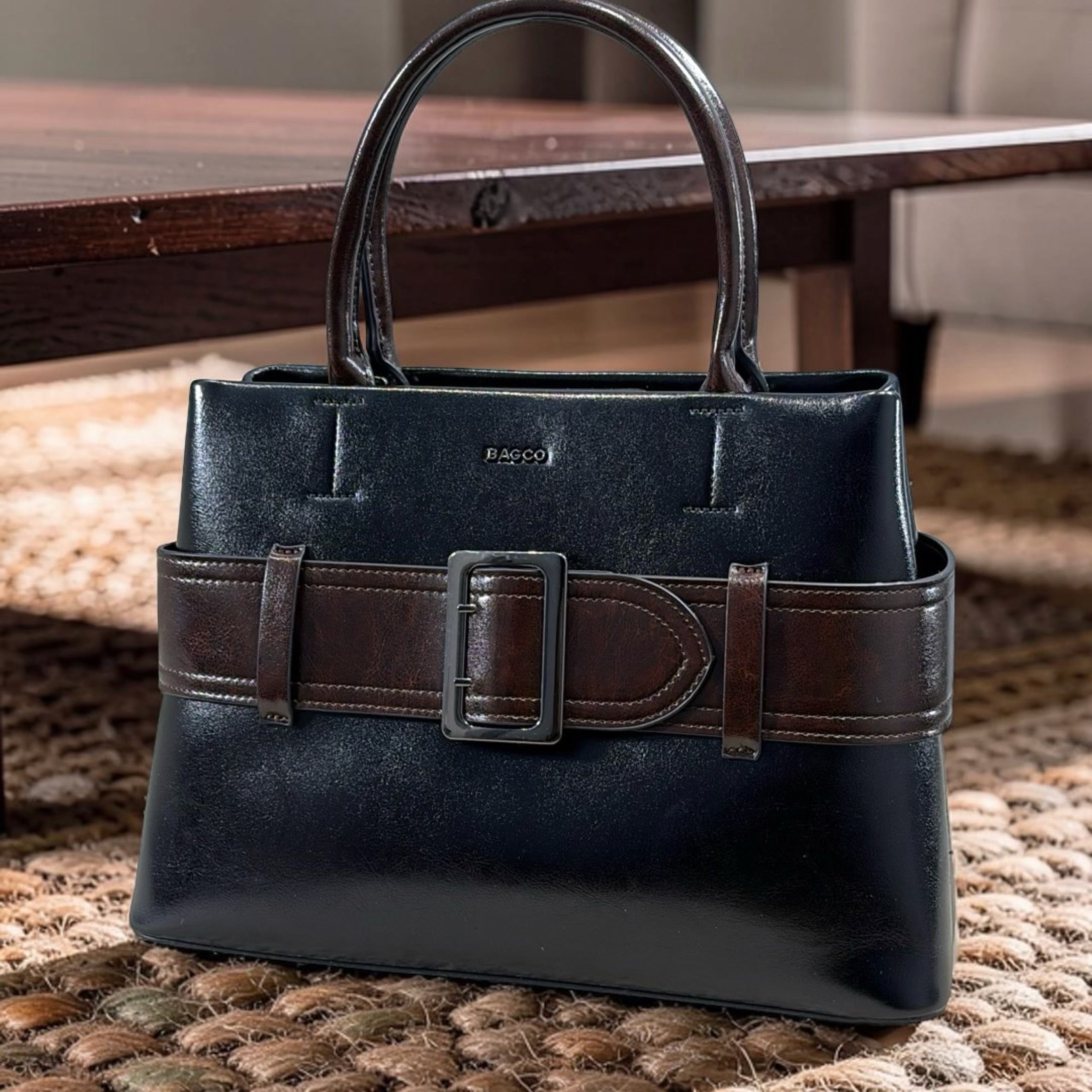 Bagco Belt-Detail Bag in Black