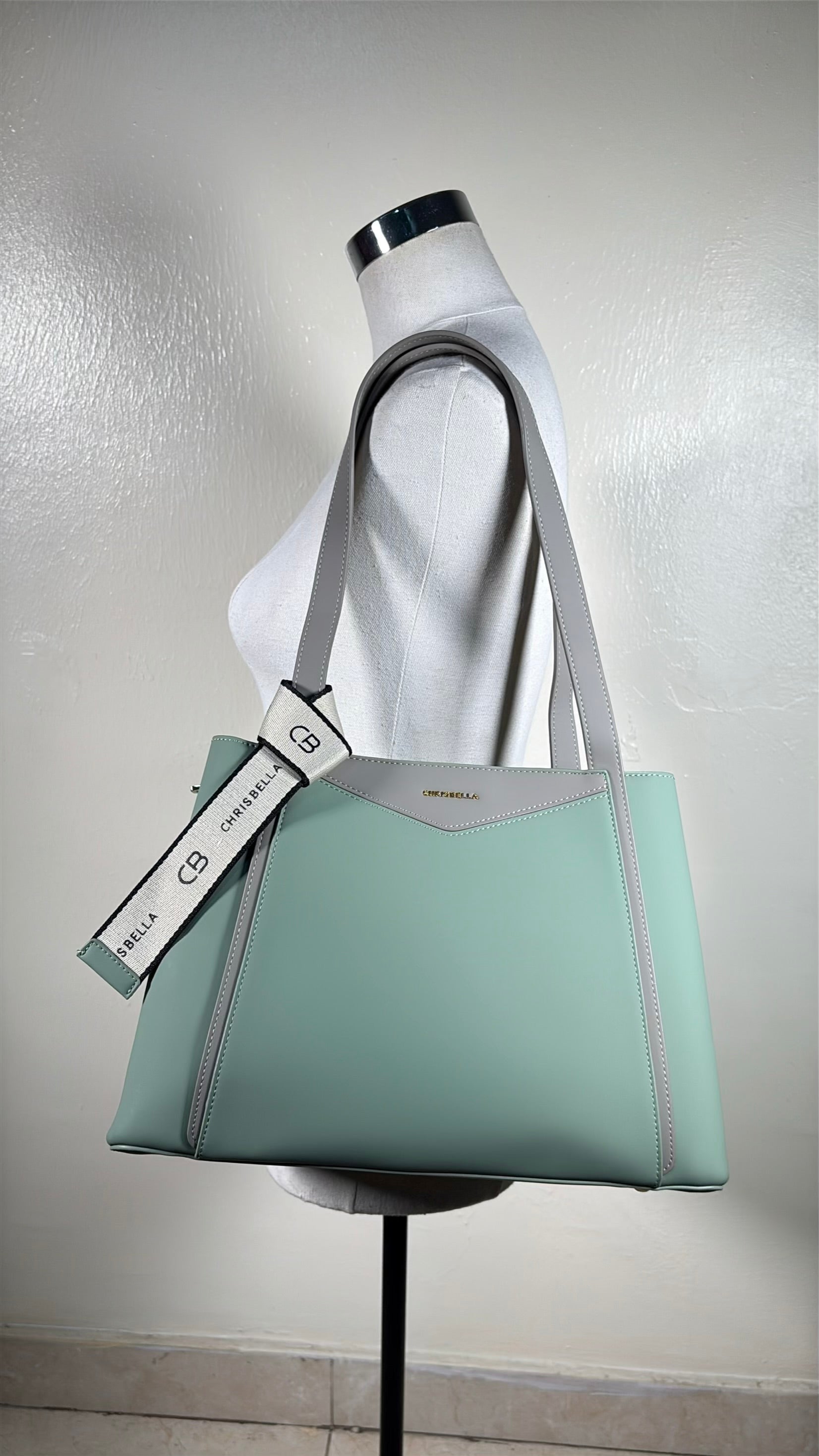 Chrisbella 2-in-1 Contrast Color Shoulder Bag in Lime