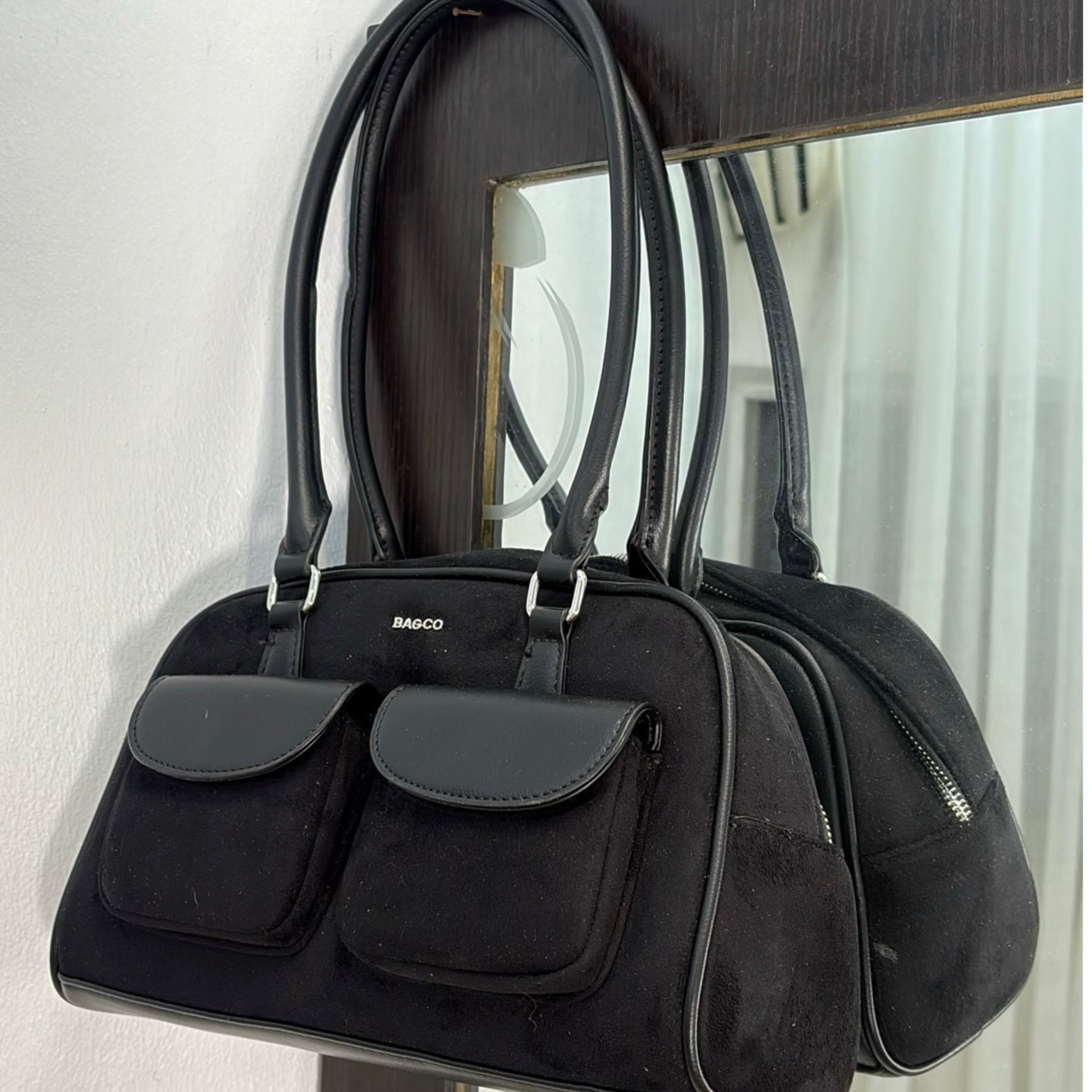 Bagco Pocket Detail Suede Bag in Black