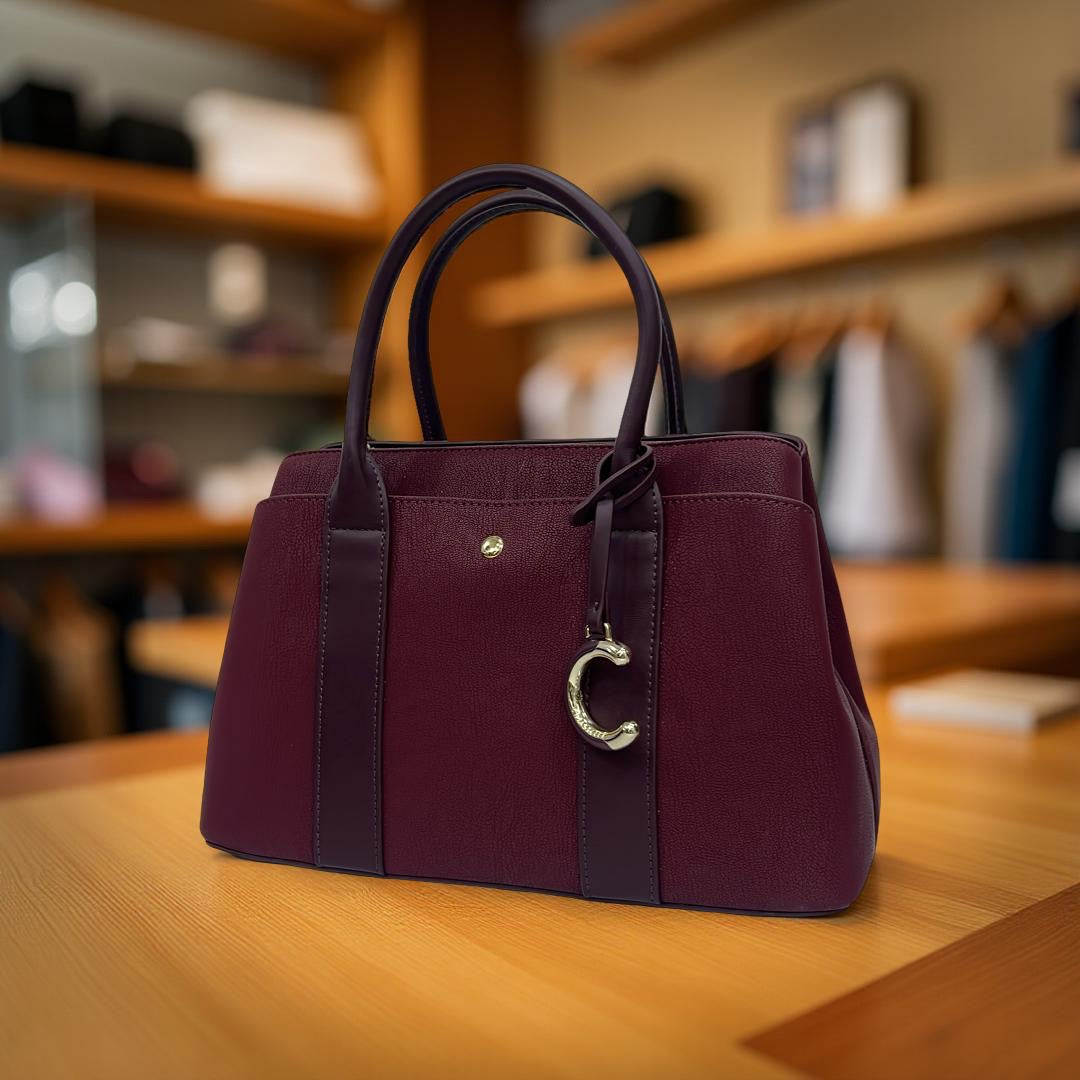 Chrisbella Medium Double Handle Bag in Wine
