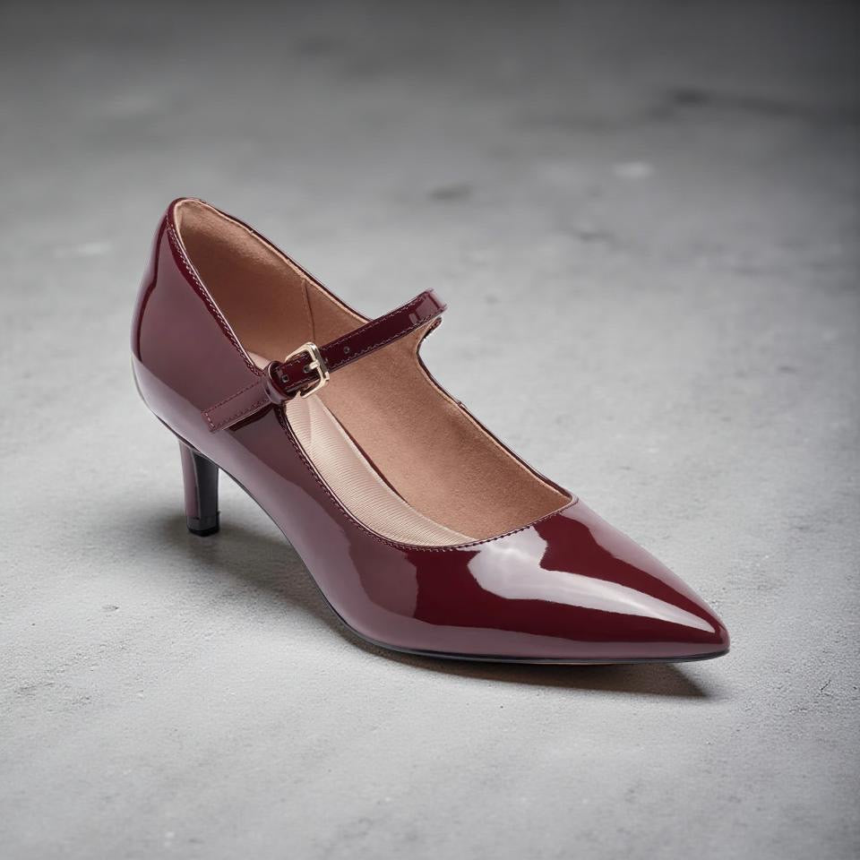 Rockport Patent Leather Maryjane Pointed Toe Pump in Burgundy