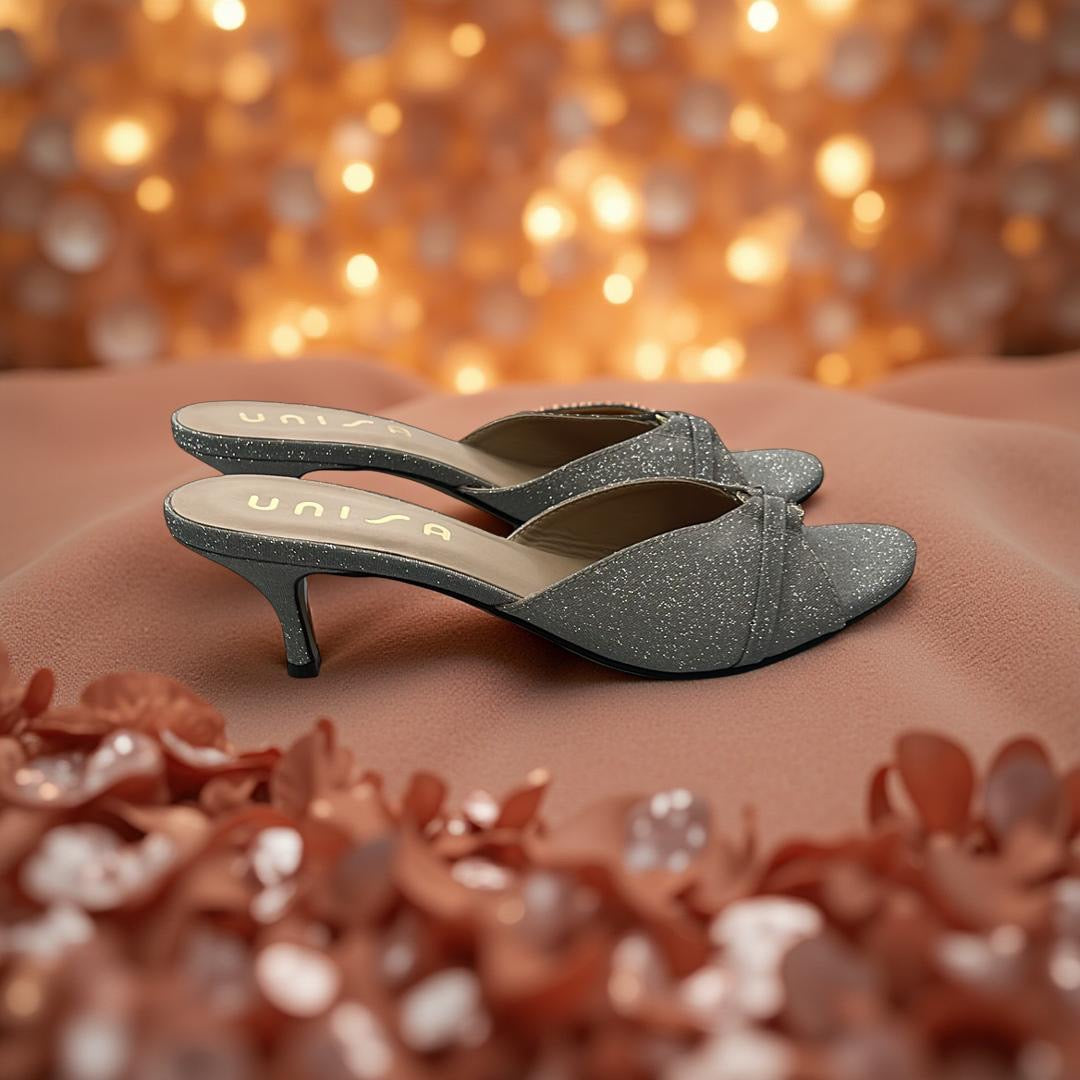 Unisa Shimmer Low Heel Mule in Light Gold