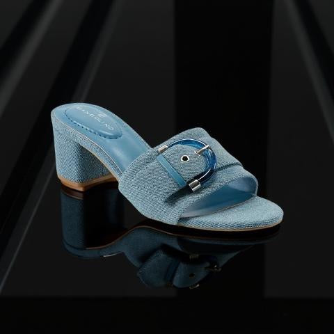 Bandolino Denim Block Heel Mule in Blue