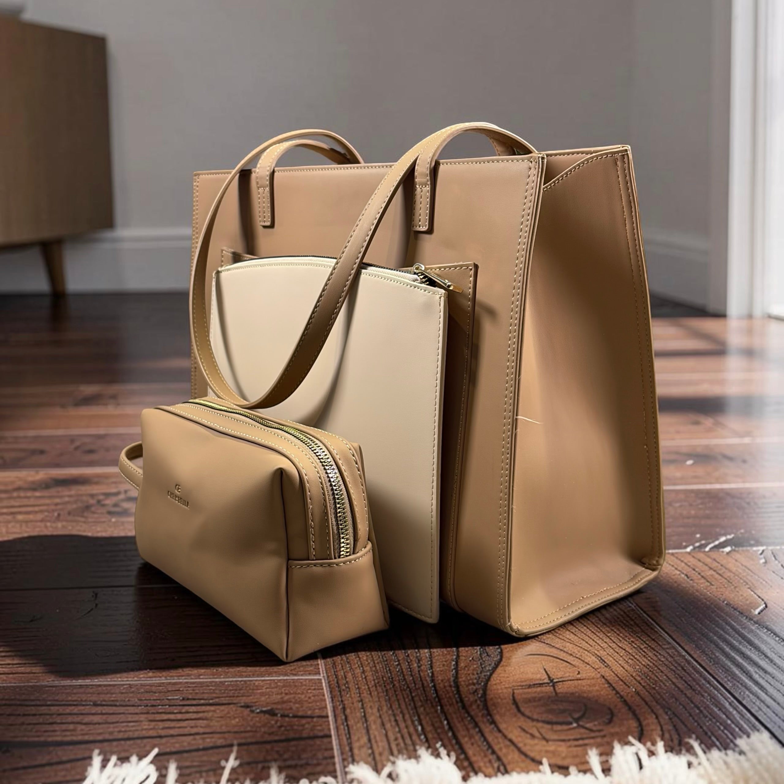 Chrisbella 3-in-1 Shoulder Bag in Beige