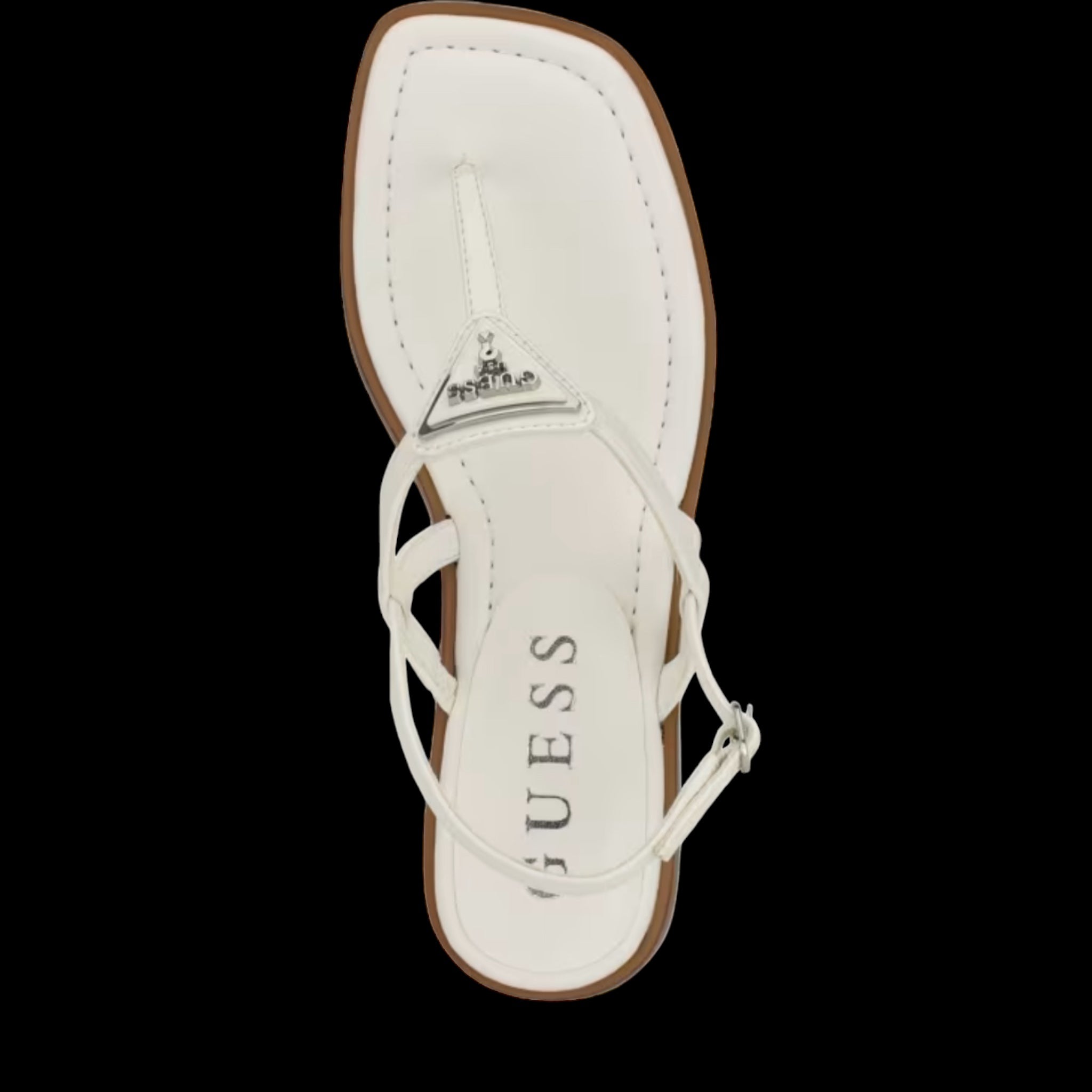 GUESS T-STRAP LOGO DETAIL SANDAL IN WHITE