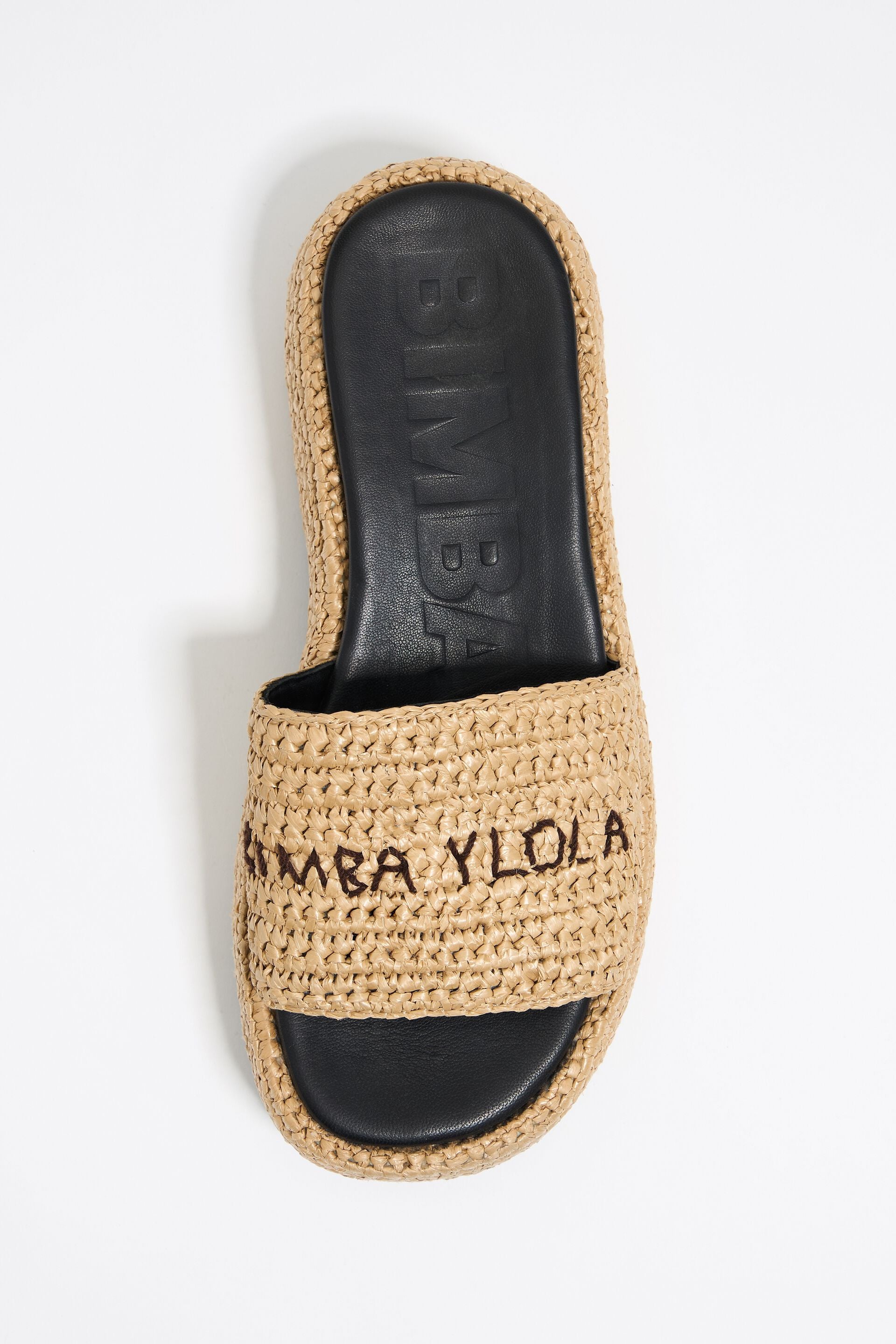 Bimba Y Lola Raffia Flatform Slide in Natural