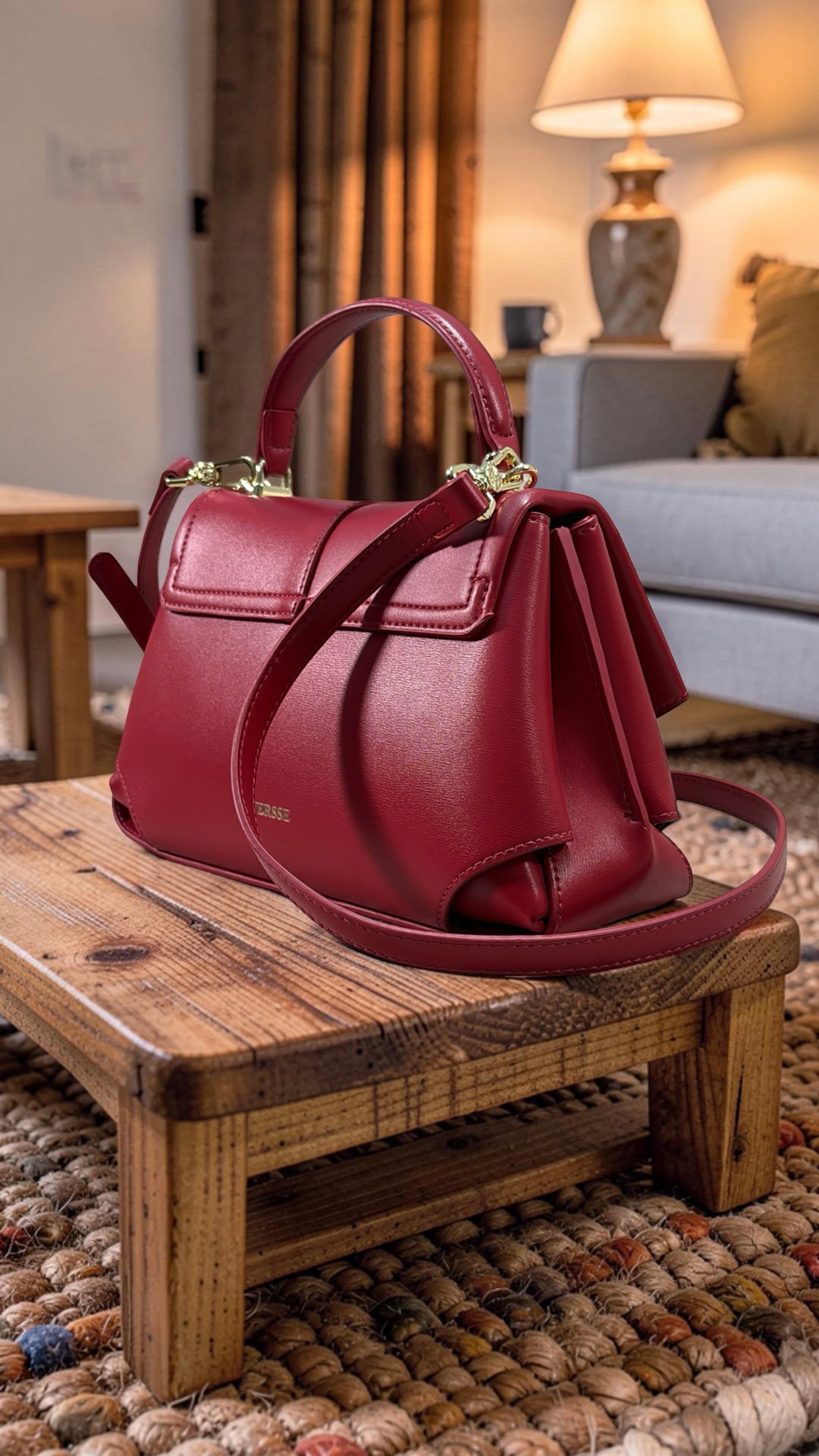 Versse Top Handle Small Bag in Red