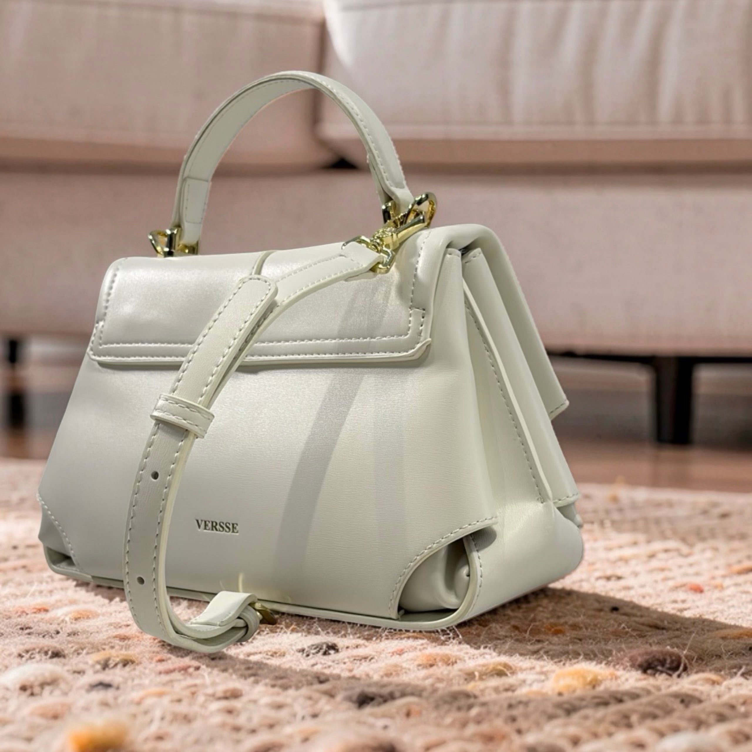 Versse Top Handle Small Bag in White