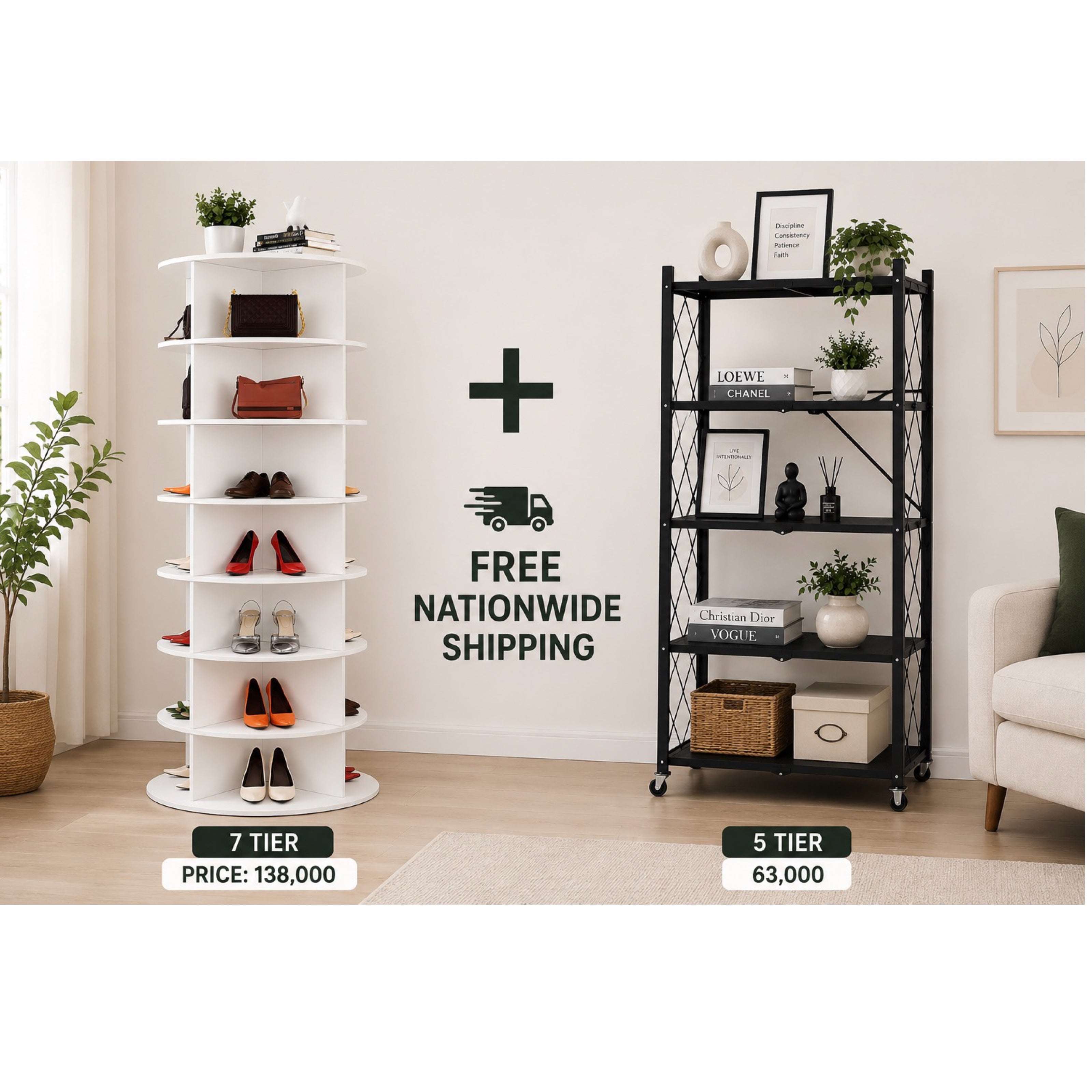 The Home Organisation Bundle: 360° Rotating Rack + Foldable Shelf