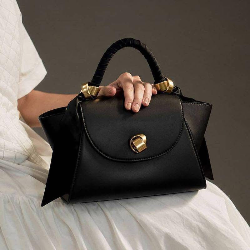 Versse Top Handle Winged Bag in Black