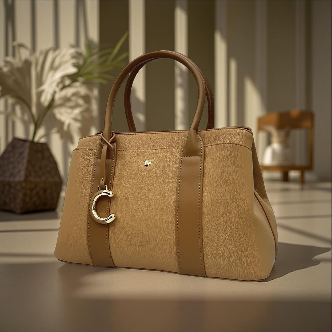 Chrisbella Medium Double Handle Bag in Camel