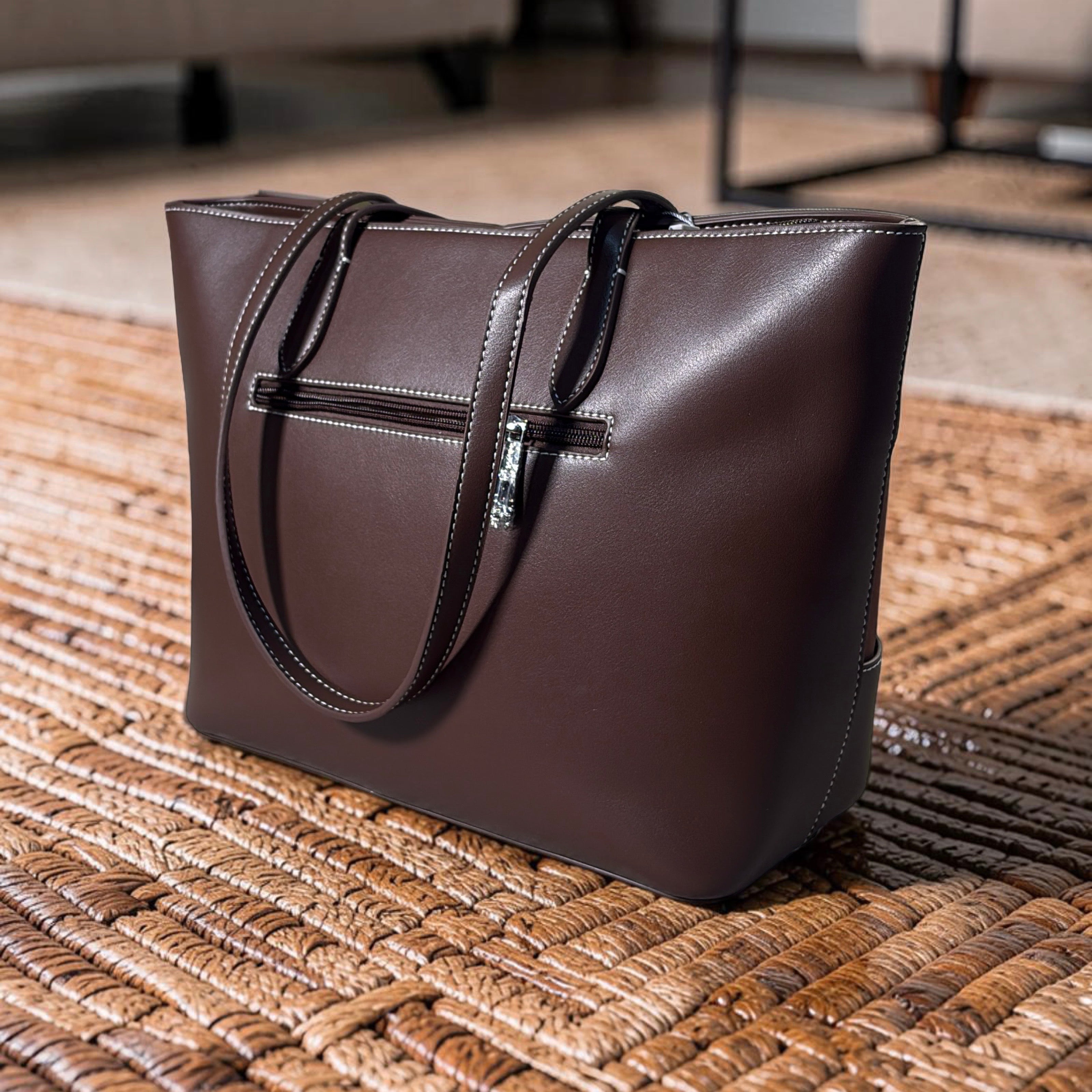 Chrisbella Mat Design Shoulder Bag in Coffee