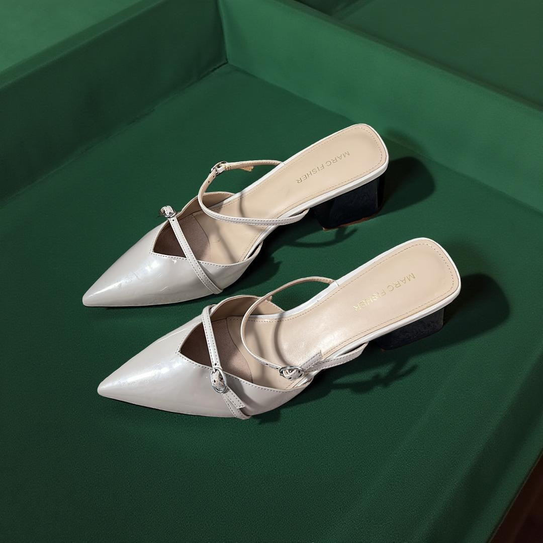 Marc Fisher Pointed Toe Block Heel Mule in Grey