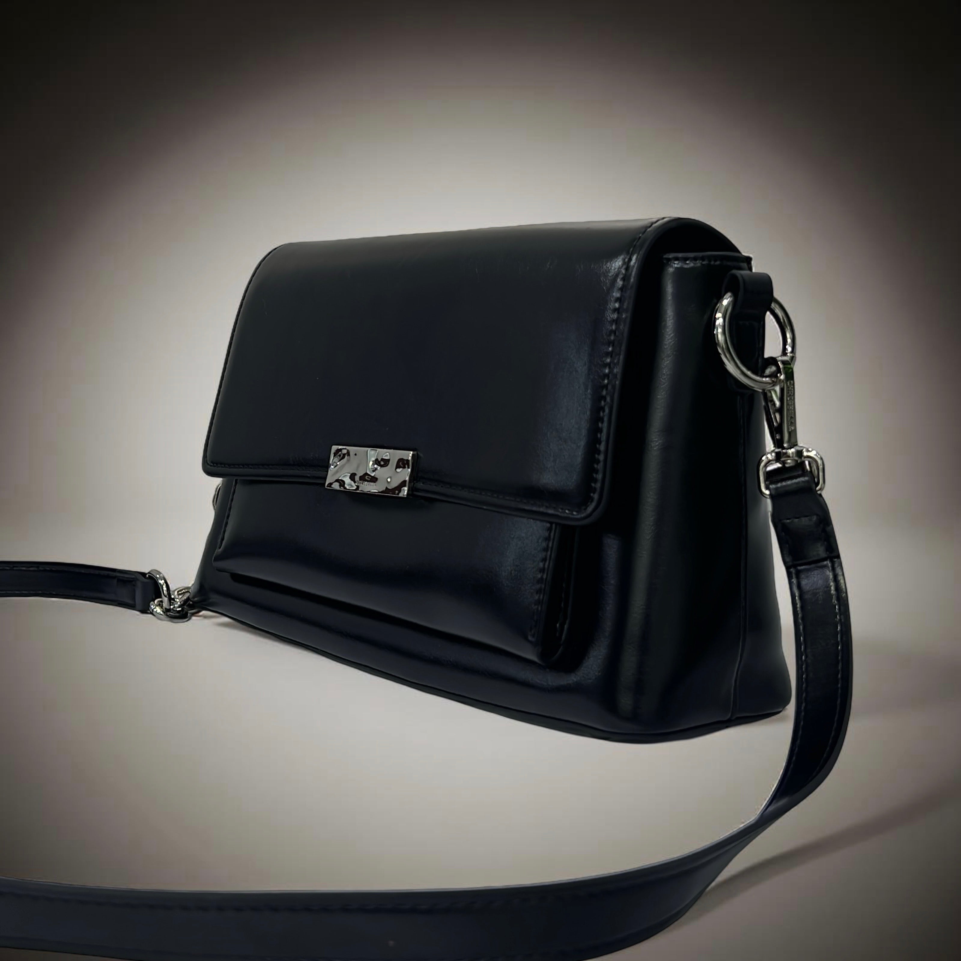 Chrisbella Classic Front Flap Sling Bag in Black