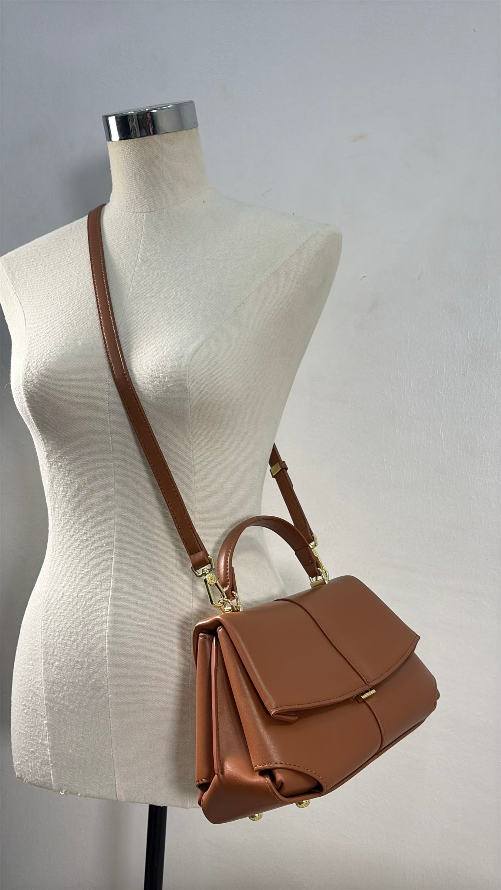 Versse Top Handle Small Bag in Brown