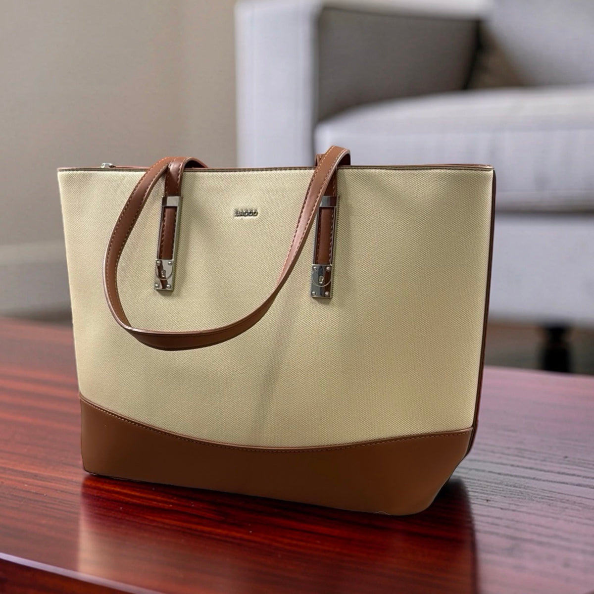 Bagco Textured Large Shoulder Bag in Cream