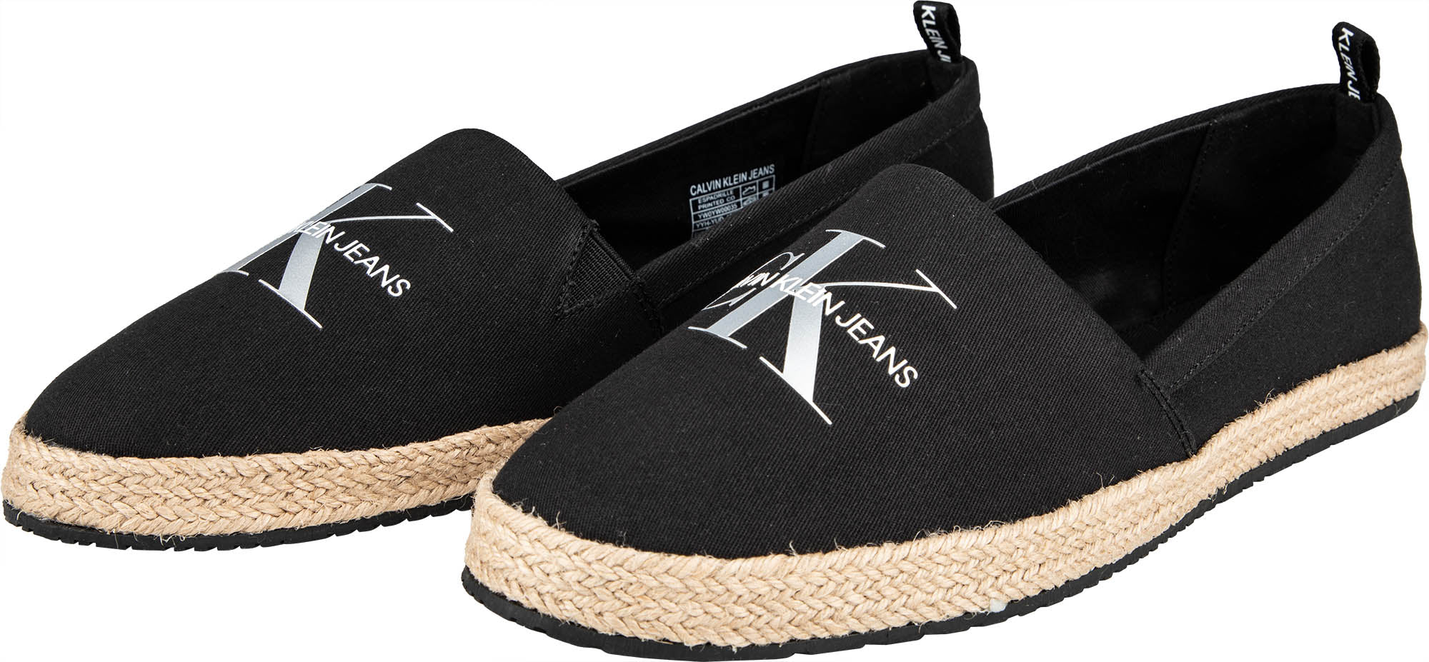 CALVIN KLEIN PRINTED ESPADRILLES IN BLACK