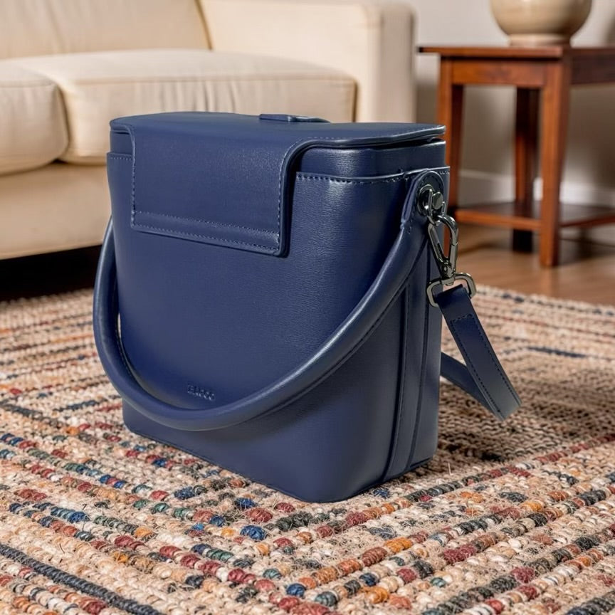 Bagco Top Handle Box Bag in Navy