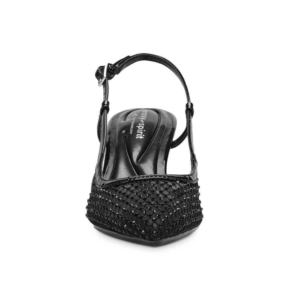 Easy Spirit Mesh Slingback Heels in Black