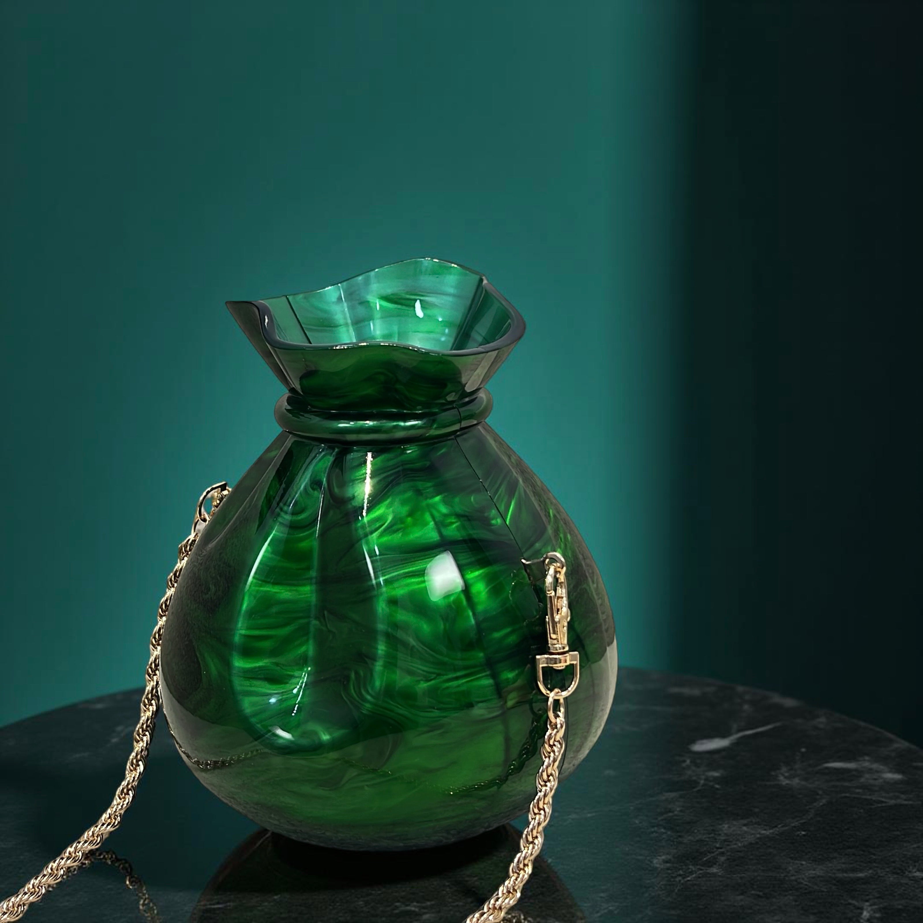 Acrylic Pot-Shaped Clutch Purse in Green