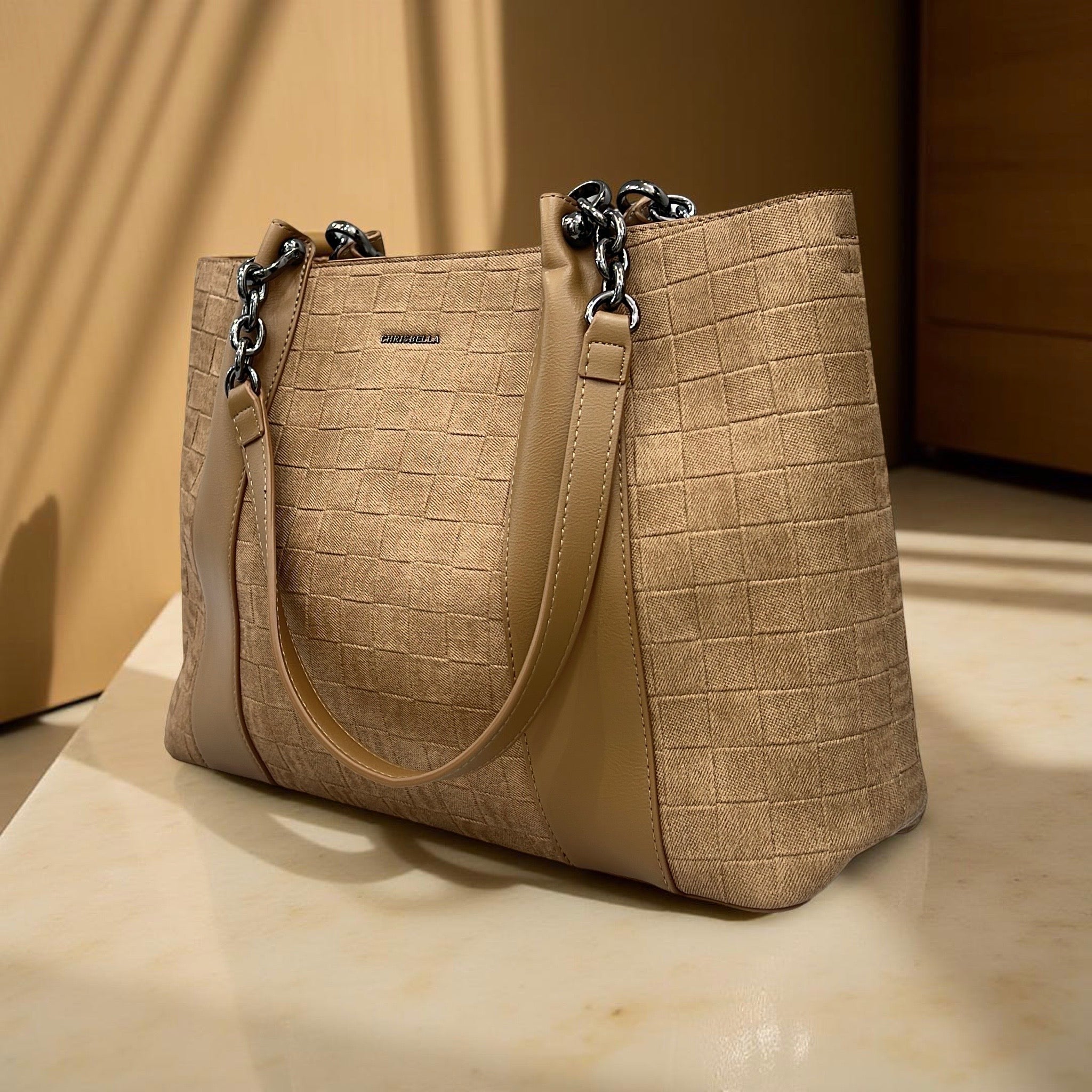 Chrisbella Tile Large Bag in Beige