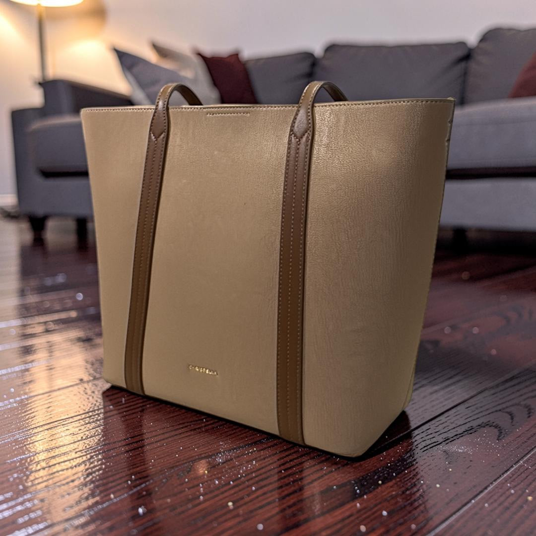 Chrisbella Large Matte Leather Bag in Caramel