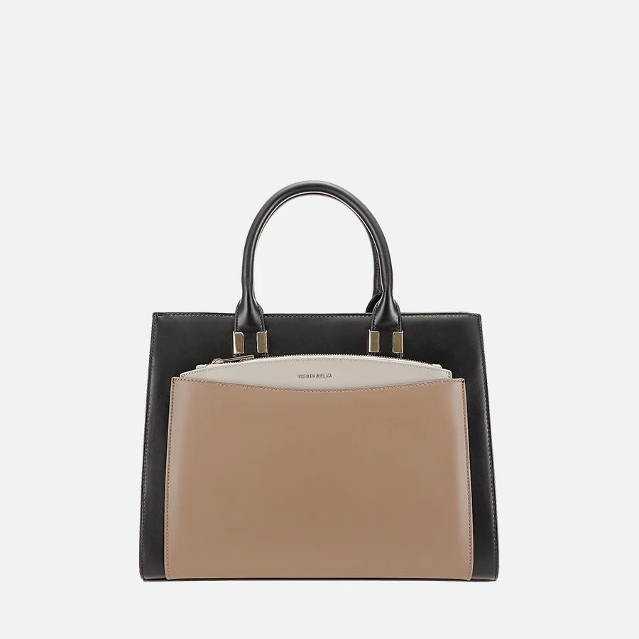 CHRISBELLA TWO-TONE BAG WITH REMOVABLE POCKET IN BLACK