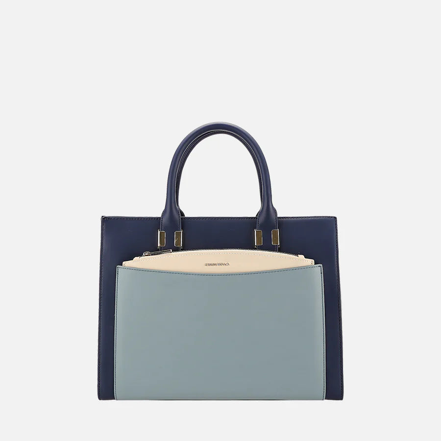 CHRISBELLA TWO-TONE BAG WITH REMOVABLE POCKET IN NAVY